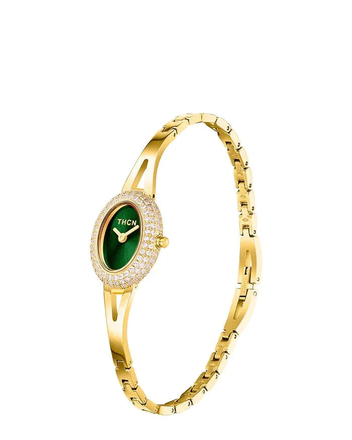 BLACK BY BLUE BRAVE | THCN Nยท I Mini Green Sunray Dial Gold Jewelry Watch