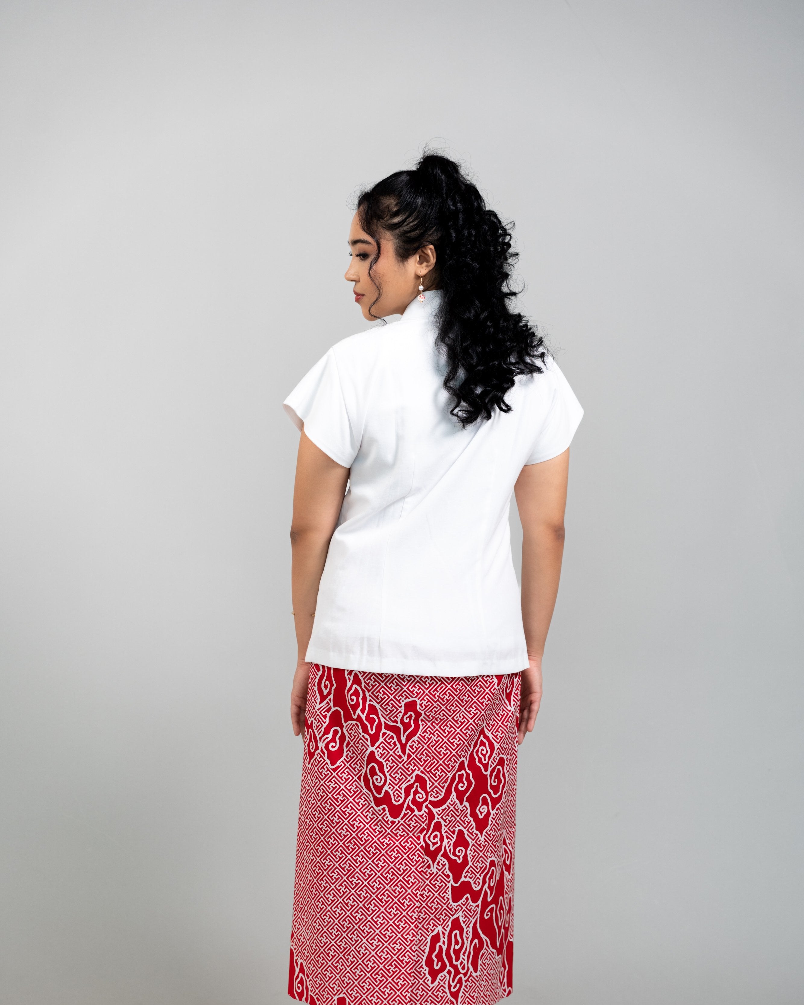 STUDIO GYPSIED | Batik Column Skirt In Tumbuh Saga Seed Red