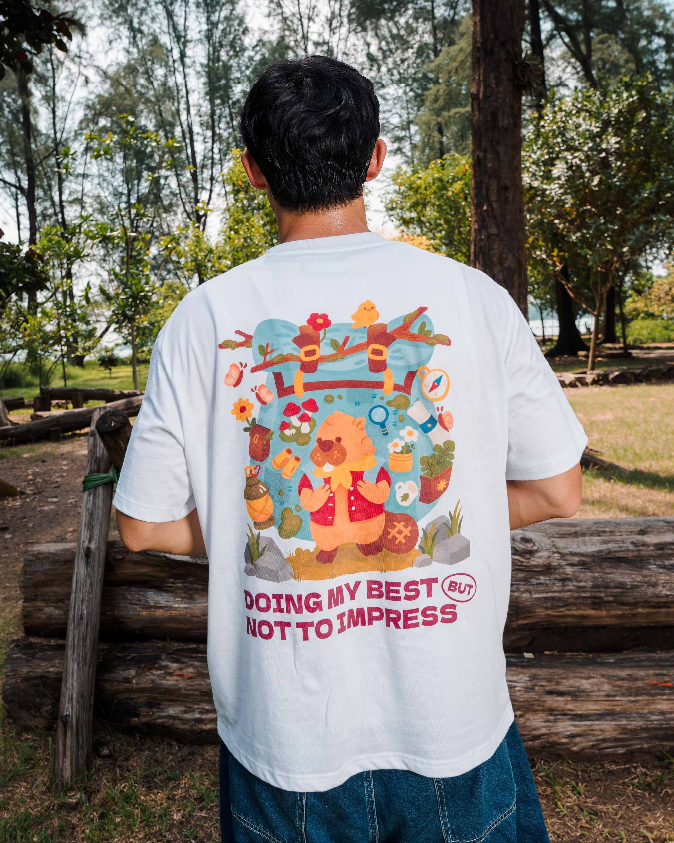 TALKING TOES | Eager Beaver Oversized Tee | White