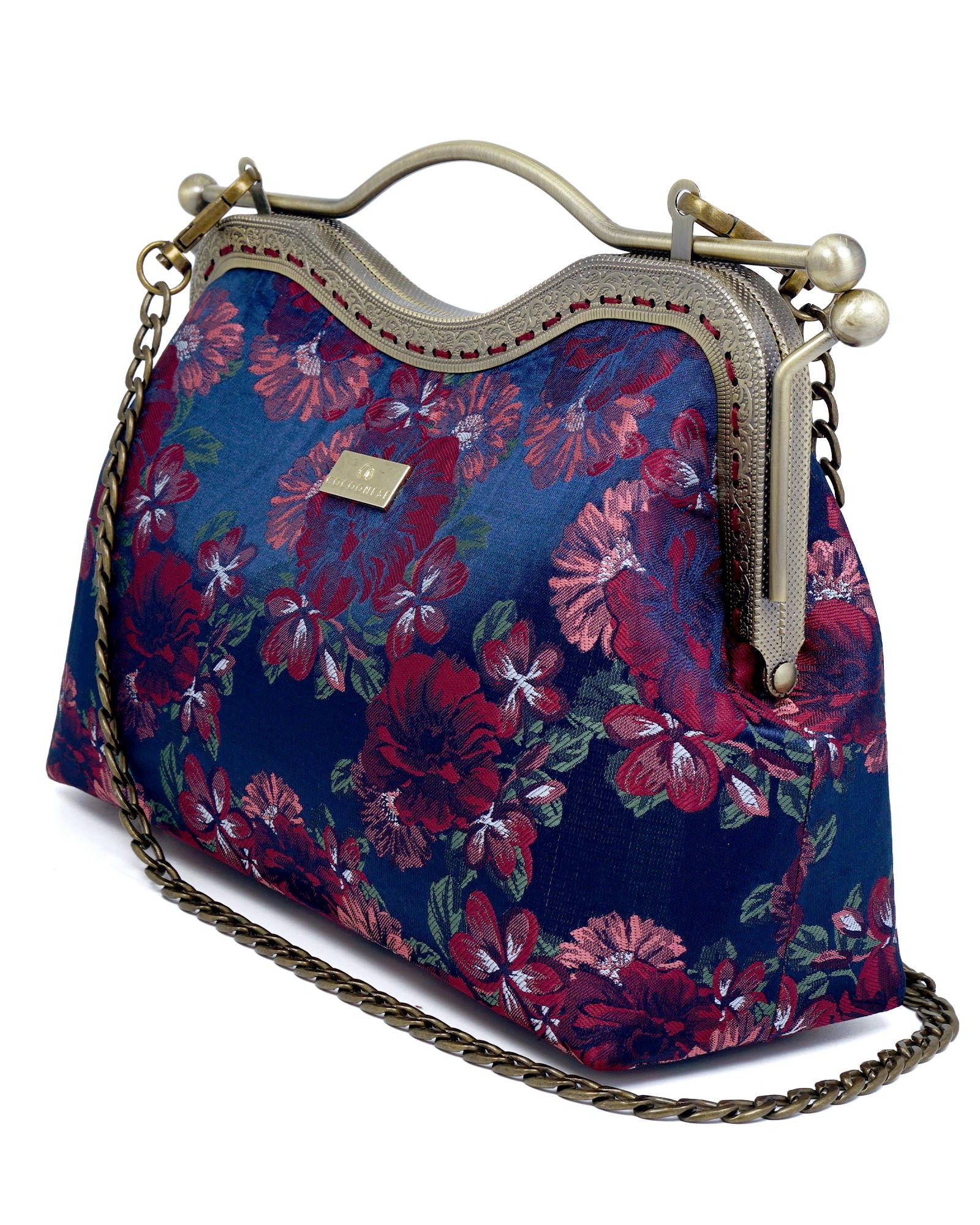 COCOONESE | Dual Lock Metal Handle Bag - Night Carnation
