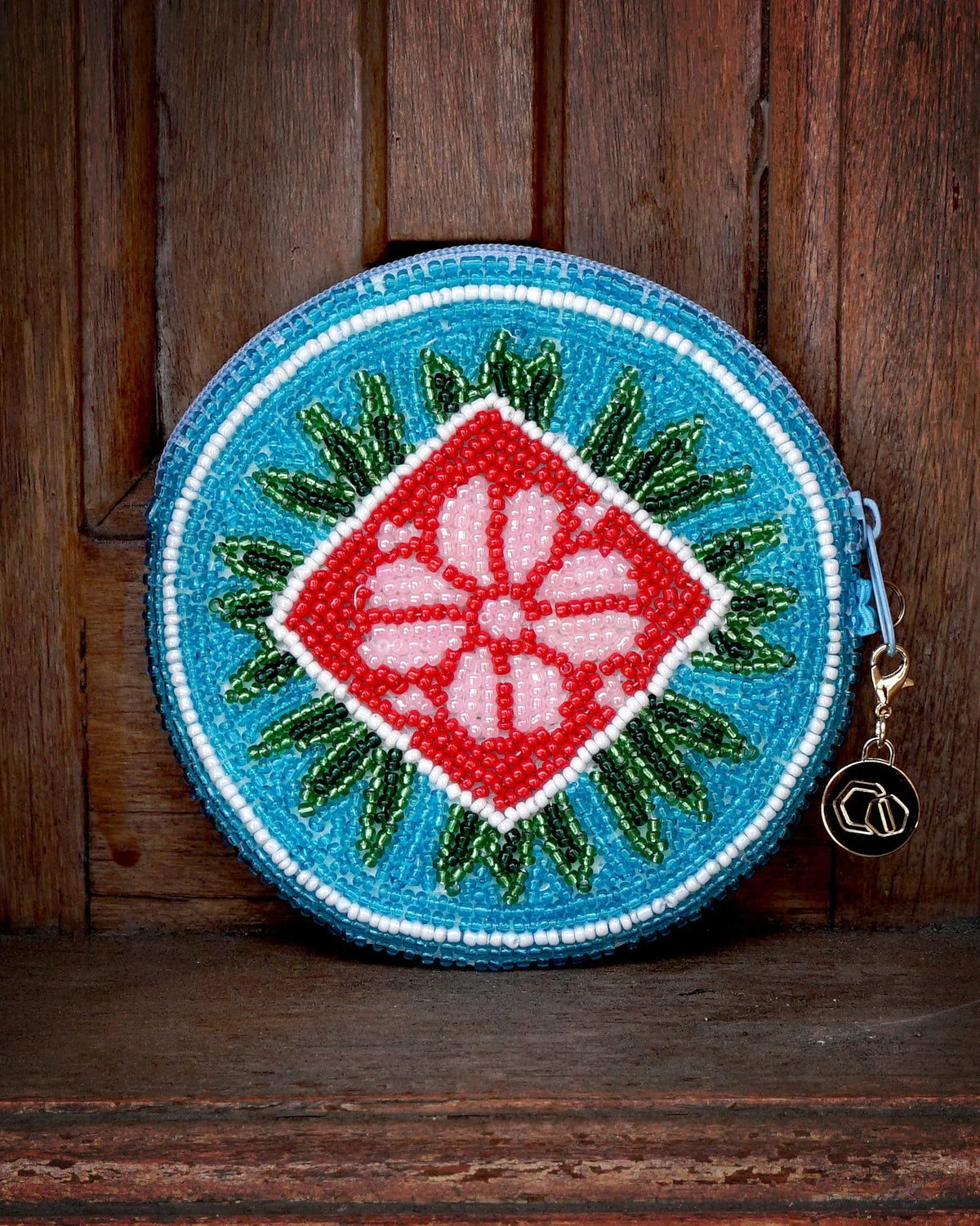 COCOONESE | Beaded Coin Purse - Sunburst Petals (BL)