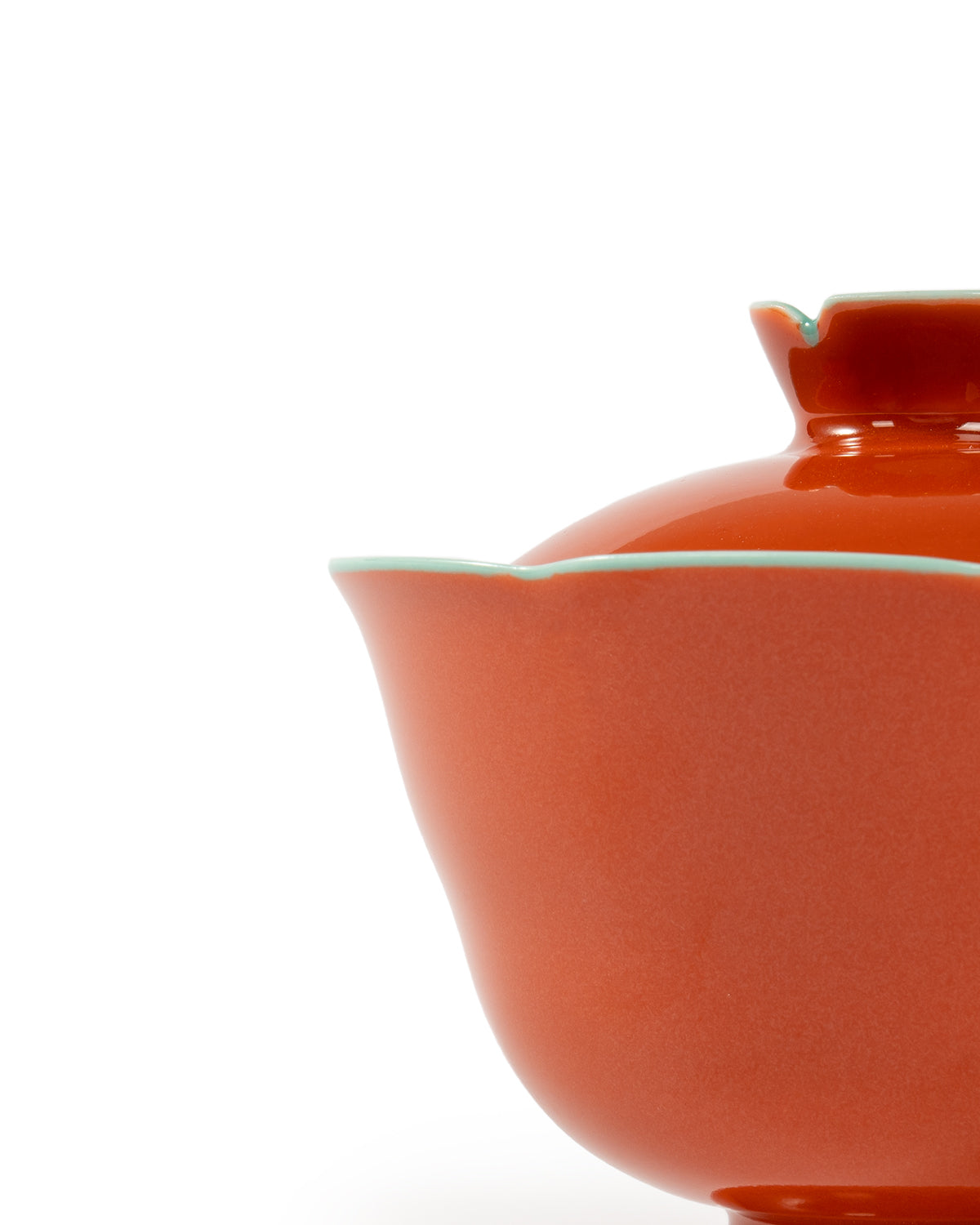 CRAFILAB | Brick Red & Turquoise Tall Fluted Lidded Bowl