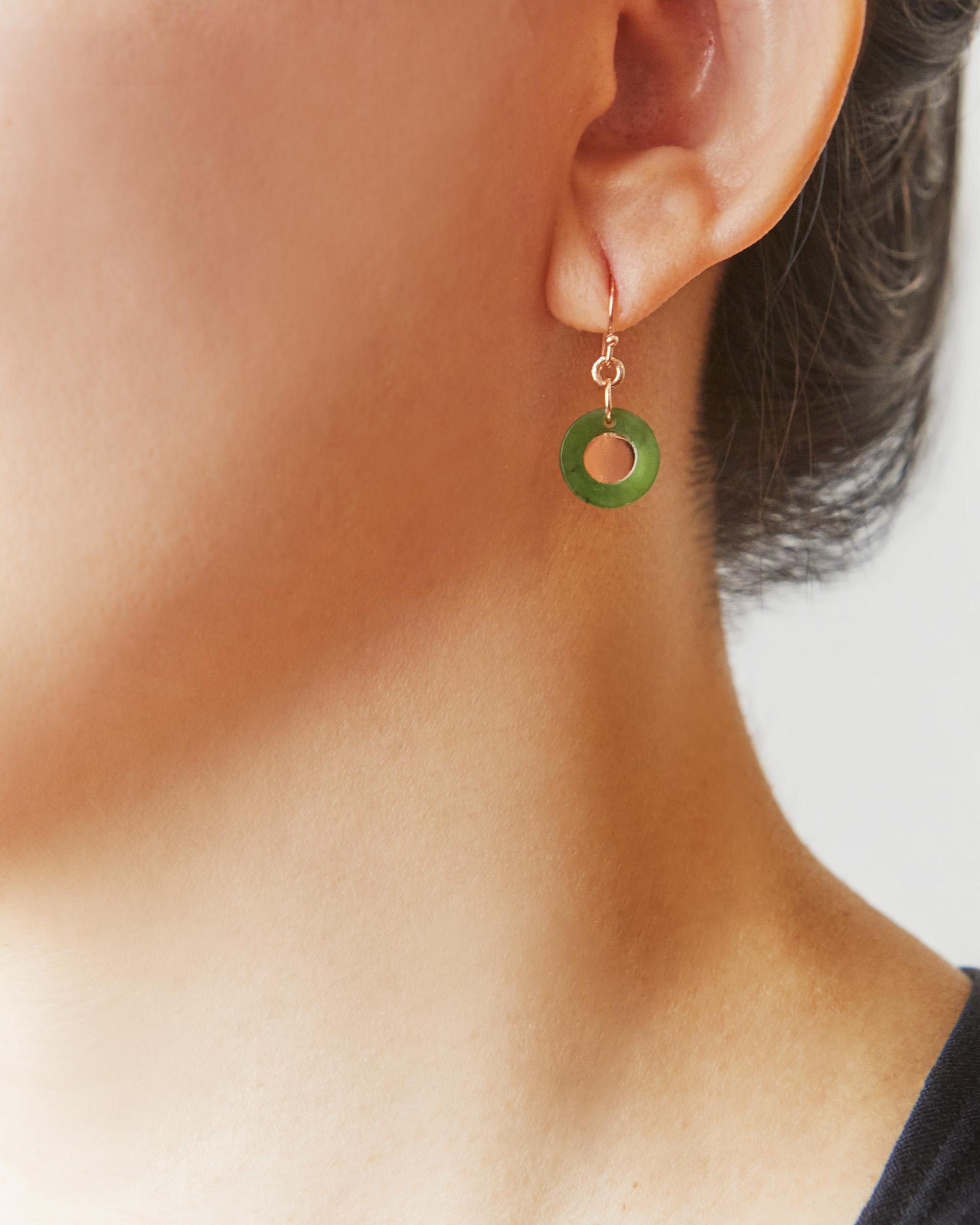 MARILYN TAN JEWELLERY | Nephrite Green Jade Mini Ring Hooks Earrings