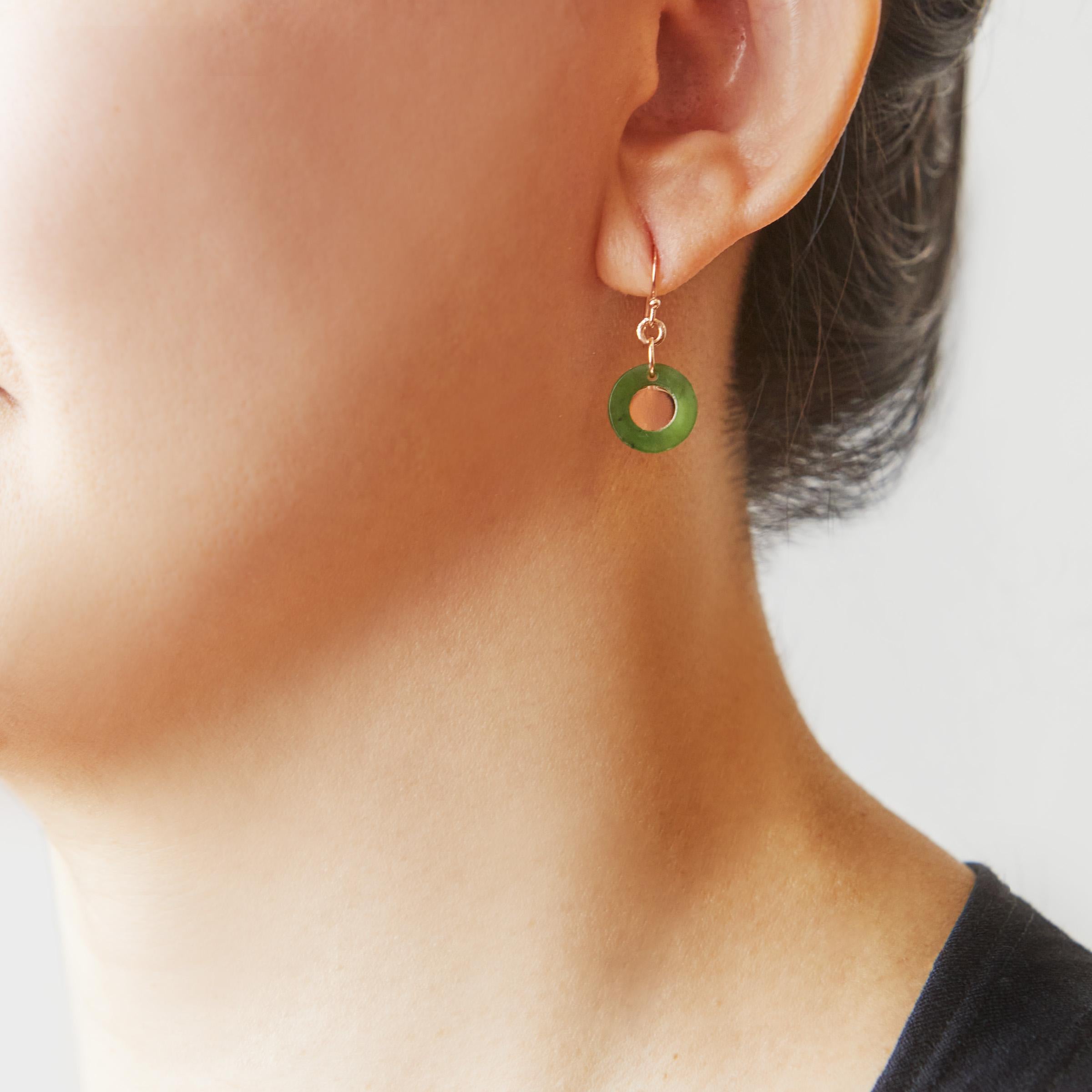 MARILYN TAN JEWELLERY | Nephrite Green Jade Mini Ring Hooks Earrings