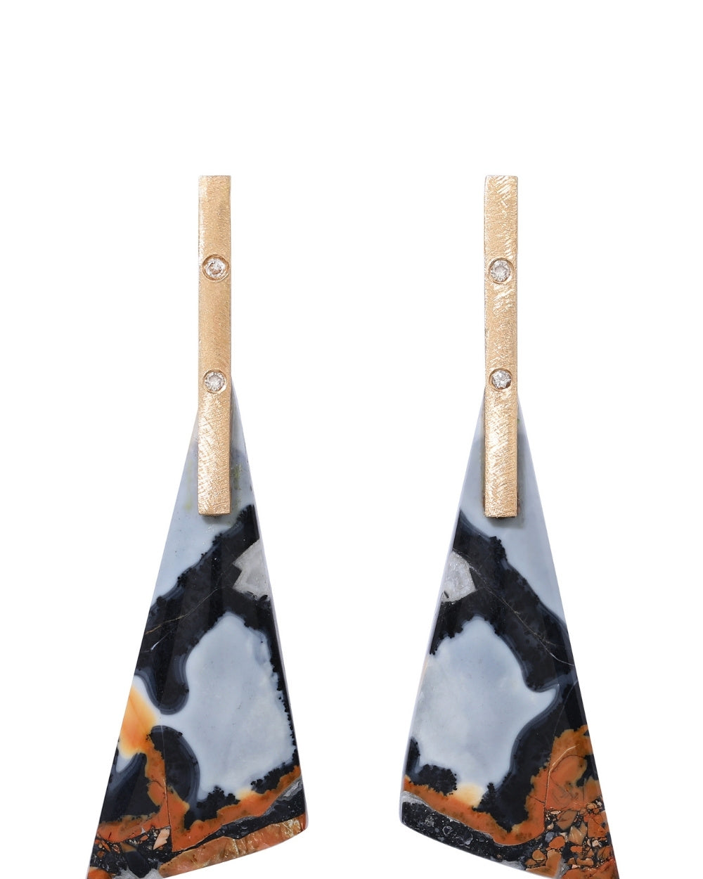 CREATIVE JEWELLERY STUDIO | 18k Gold Gold, Diamond & Picture Jasper "Talisman" Earrings by Arcaza Riezelina