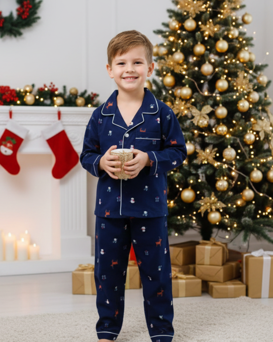 NIMBU | Reindeer Blue Kids Unisex PJs in Cotton