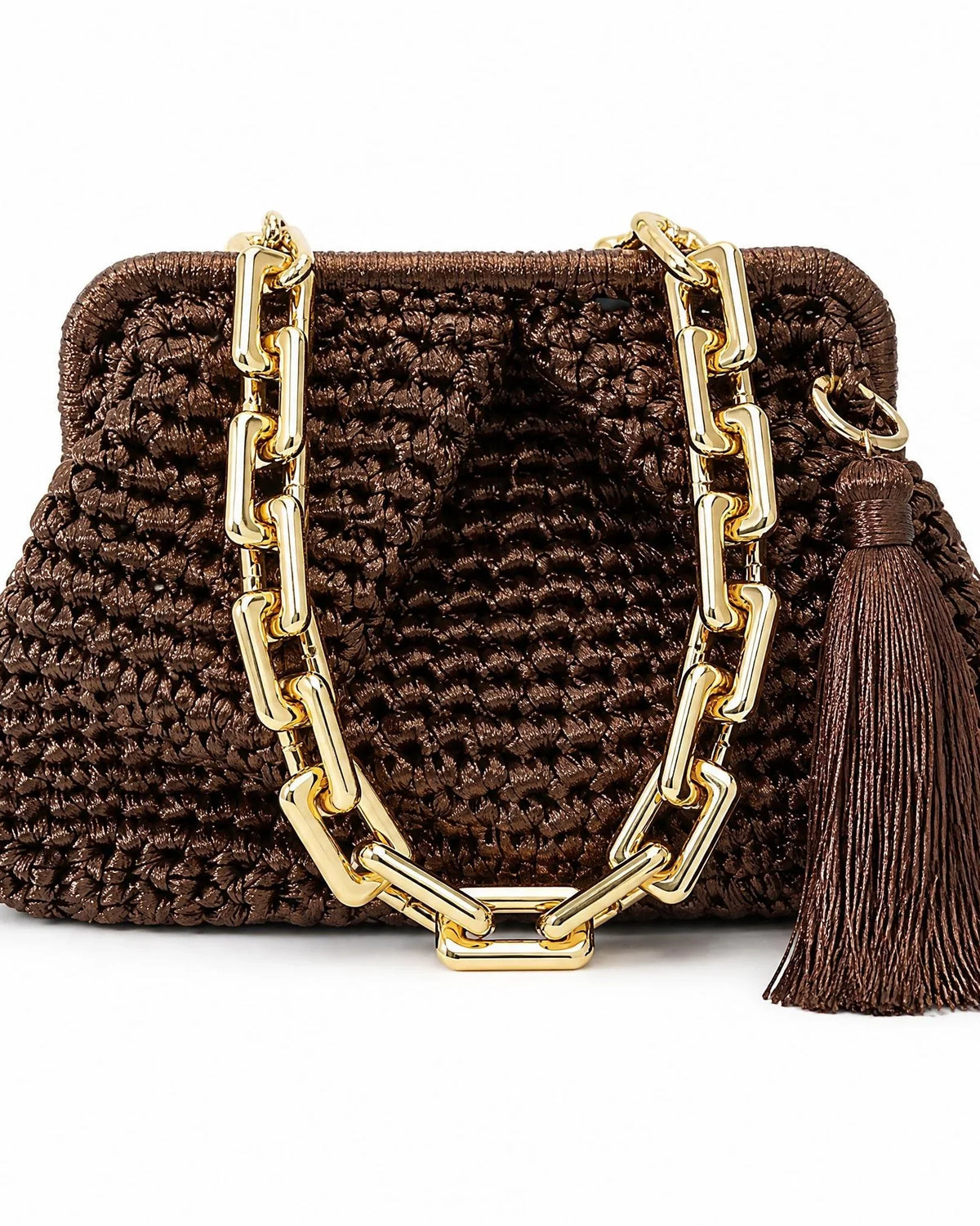 DESTI SAINT | Metallic Weave Small Clutch | Bronze
