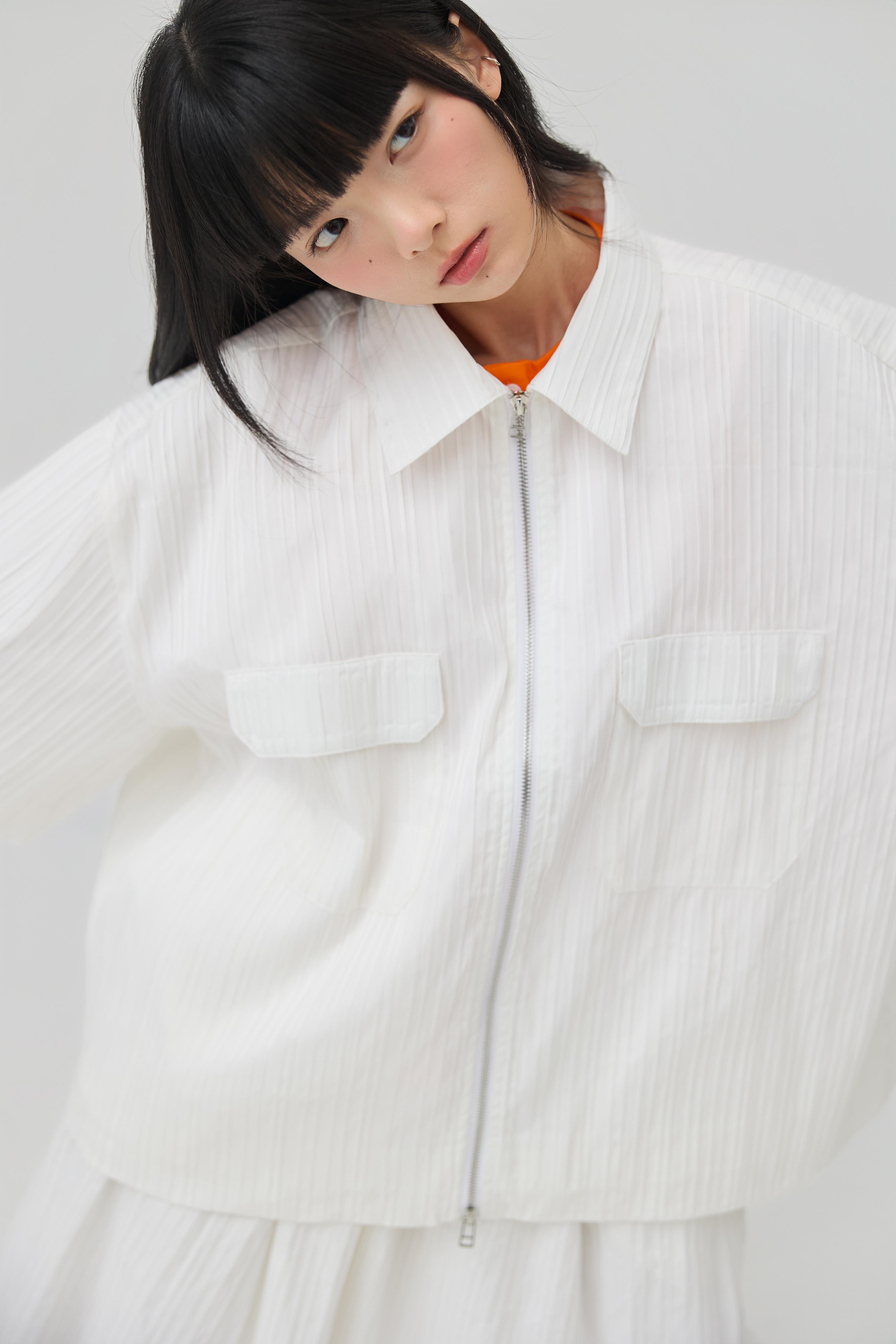 3EIGHTH | Fuwa Jacket In White Seersucker