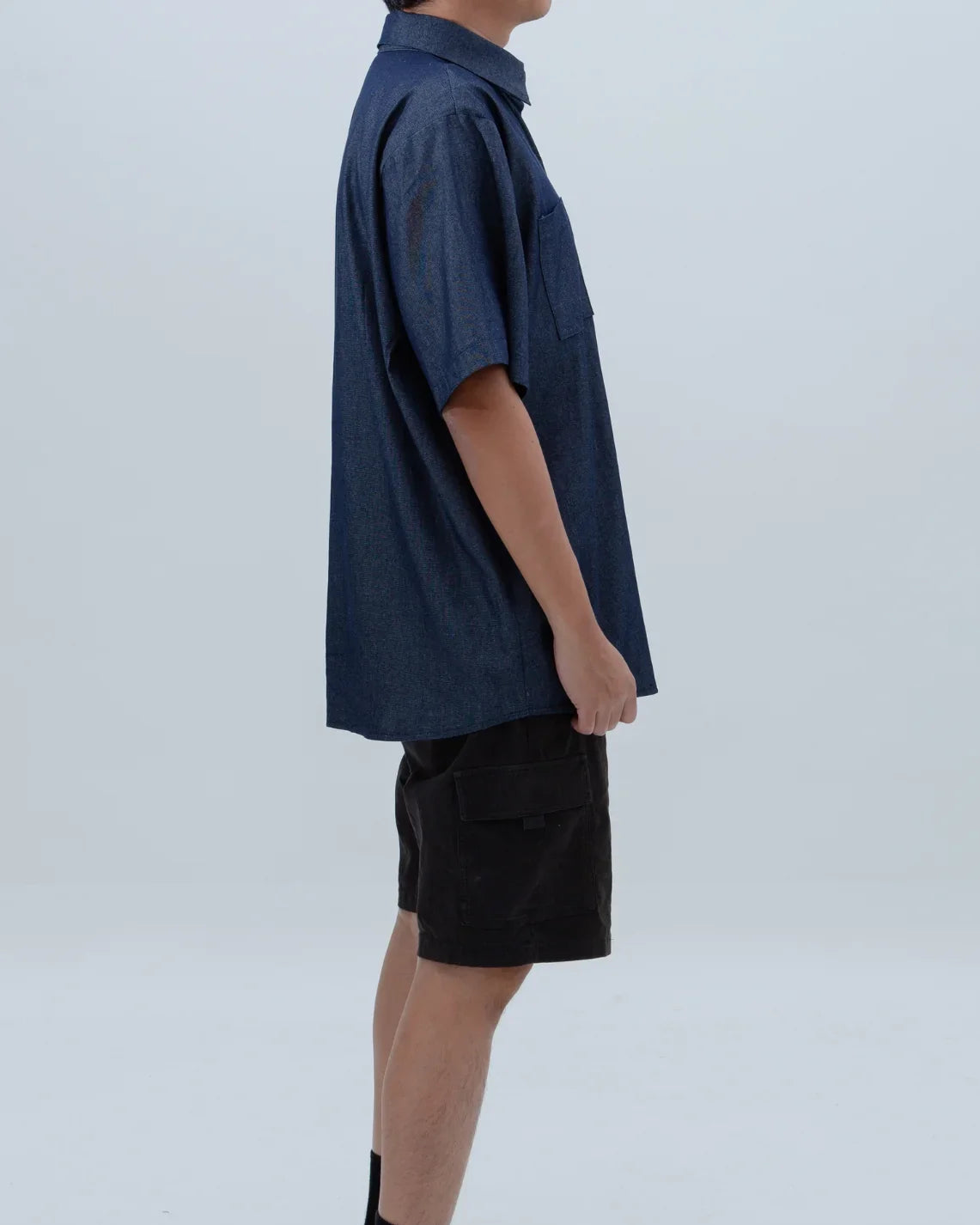 SAERO COLLECTIVE | Denim Short Sleeve Shirt | Blue