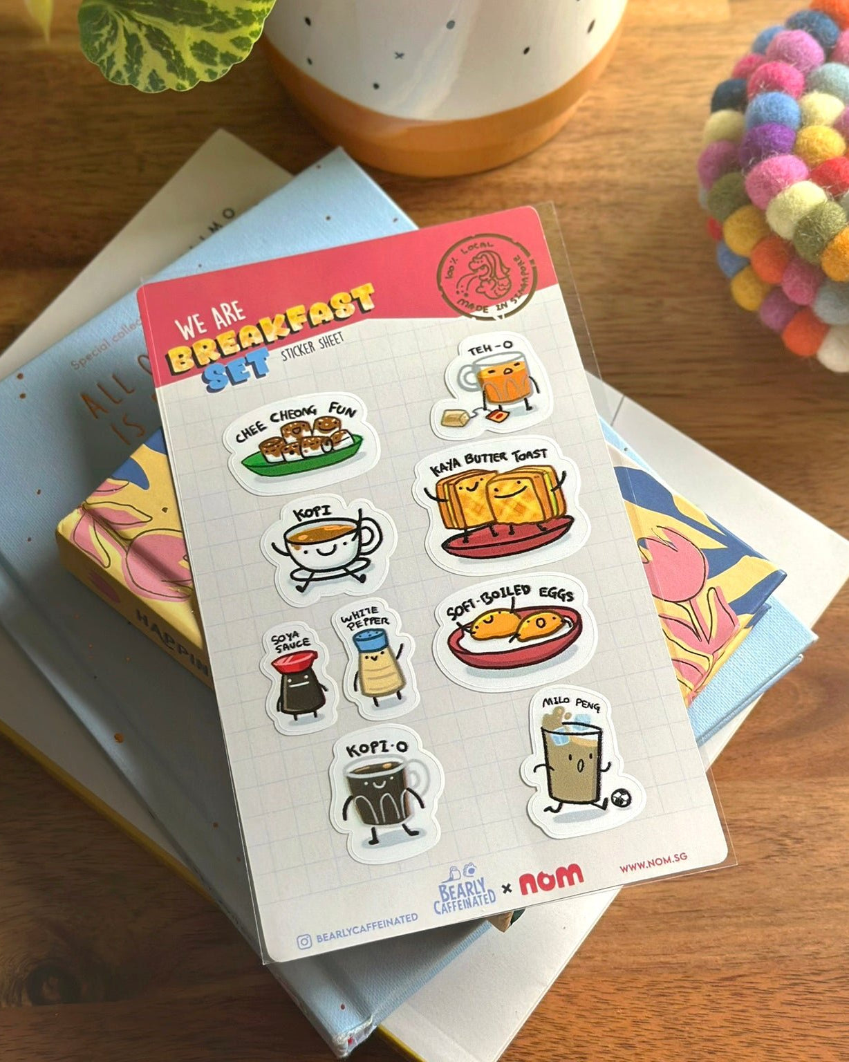 NOM | NOM x BearlyCaffeinated Breakfast Set And Kueh Sticker Sheet