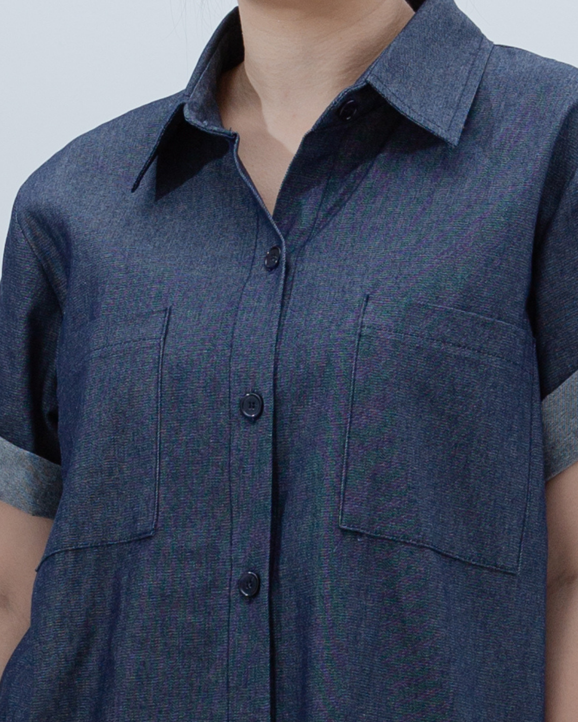SAERO COLLECTIVE | Denim Short Sleeve Shirt | Blue