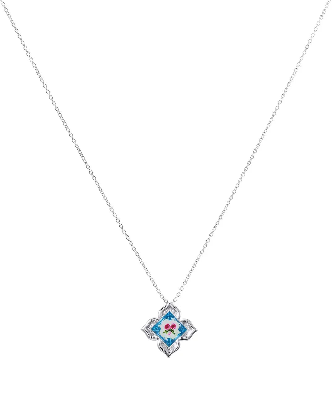 RARE BIRD COLLECTION | Peranakan Floral Pendant - Silver Pixie Pomp