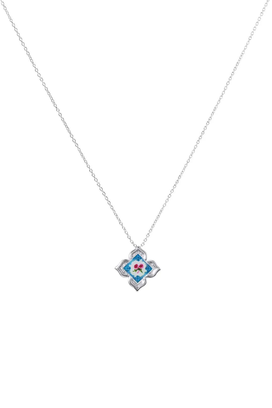 RARE BIRD COLLECTION | Peranakan Floral Pendant - Silver Pixie Pomp