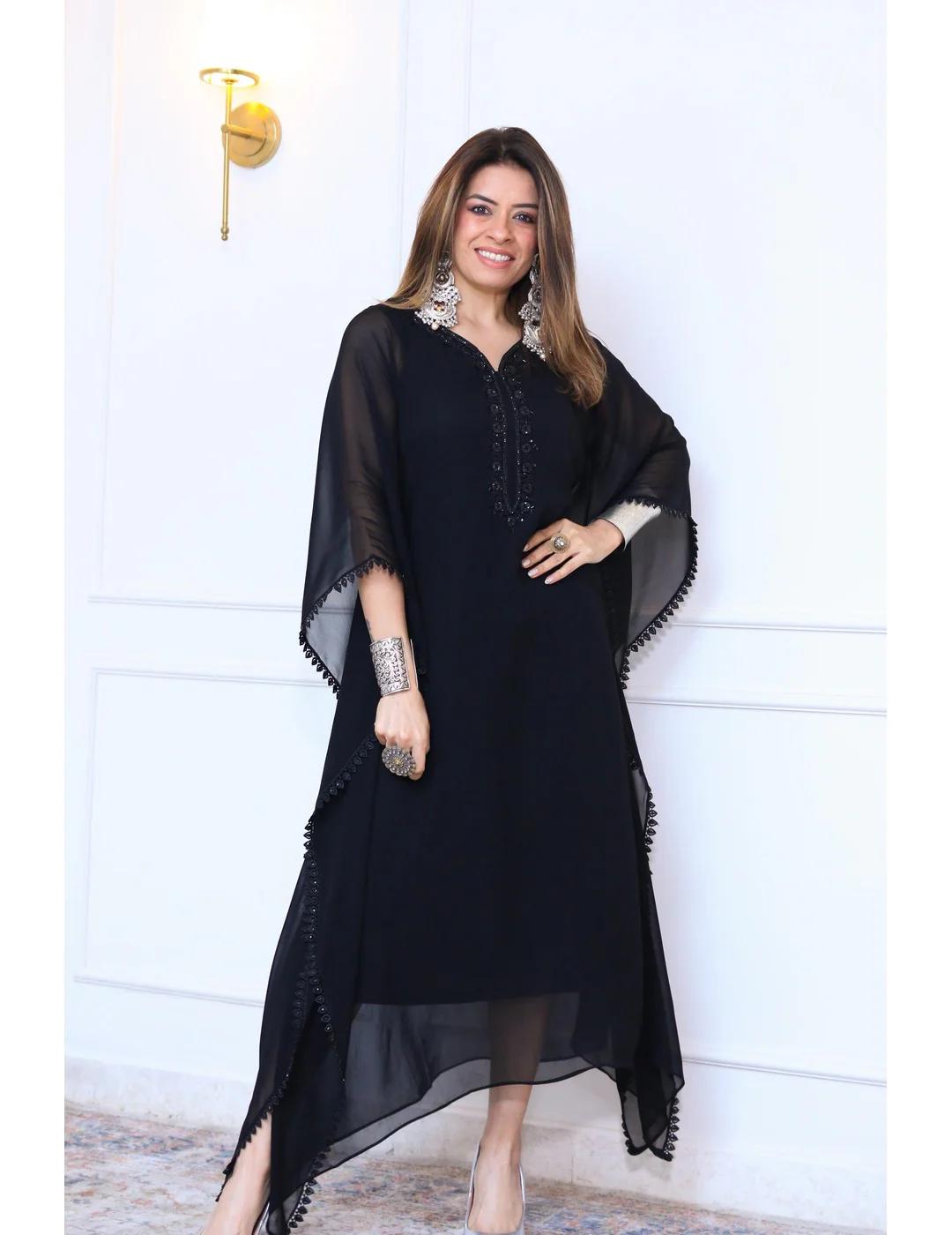 JINDER'S | Black Viscose Kaftan