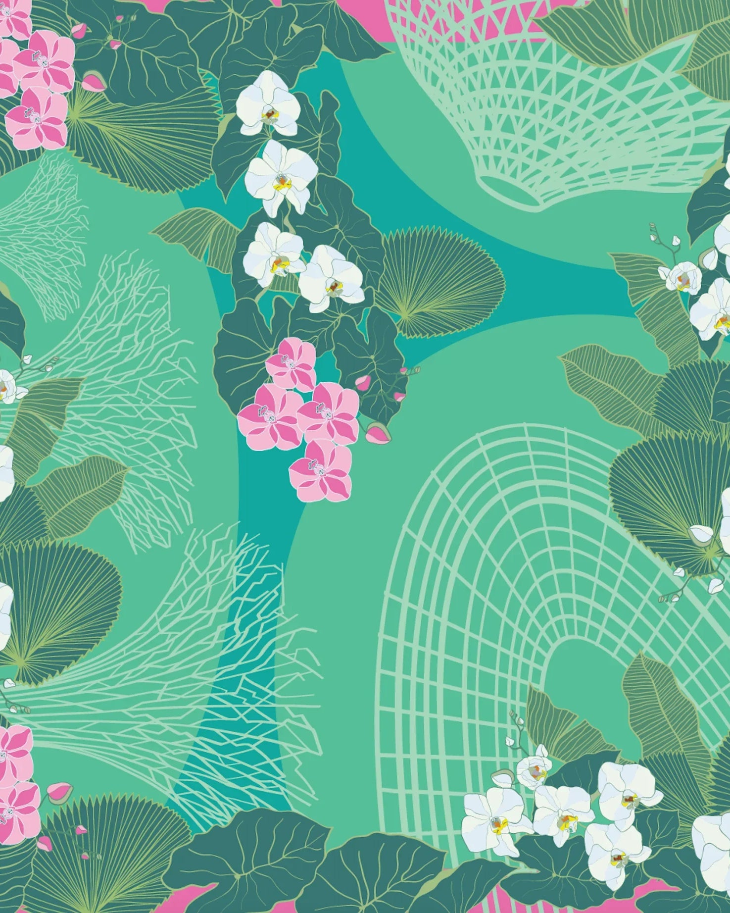 BINARY STYLE | Botanic Oasis By The Bay Silk Scarf