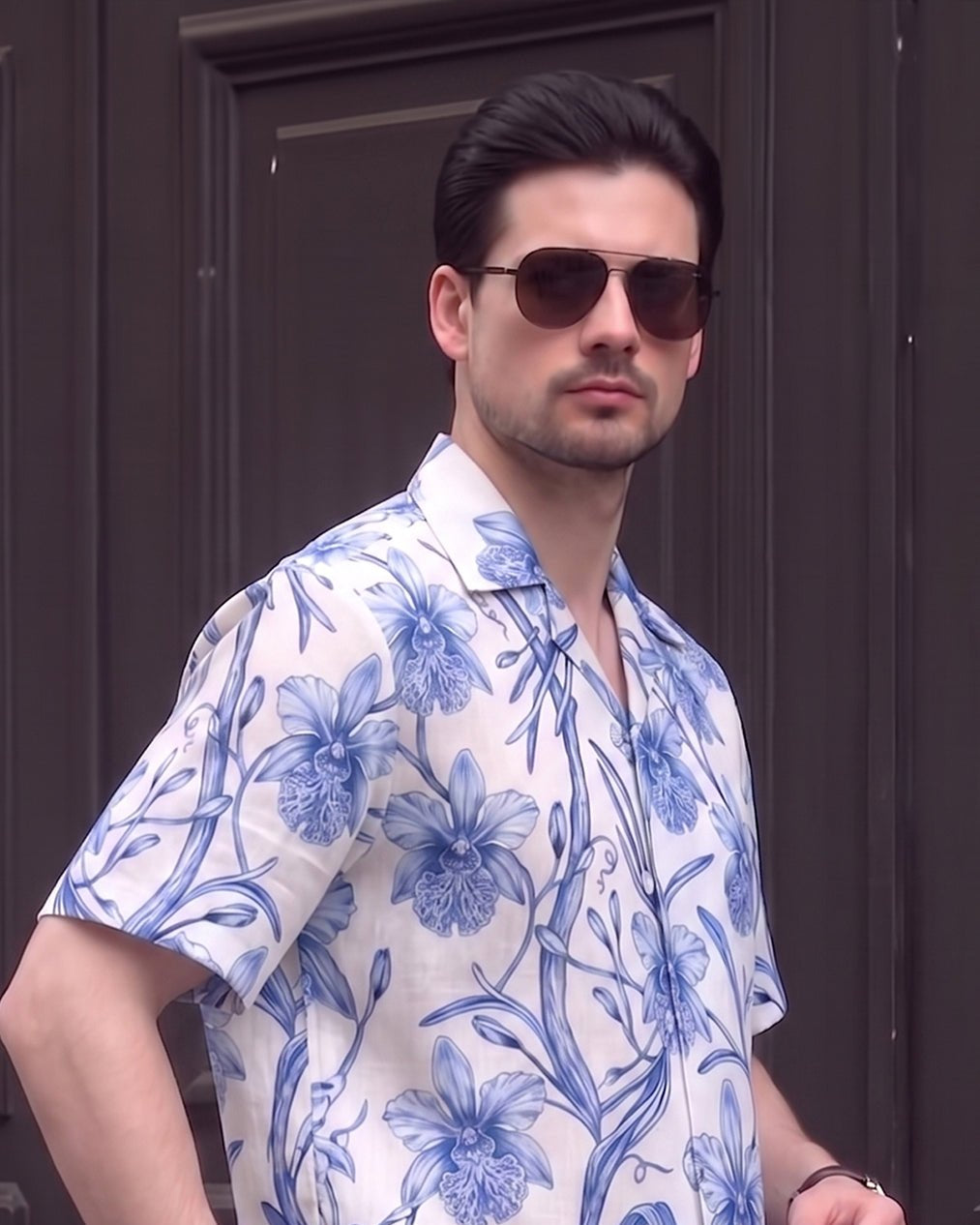 KANZI COLLECTION | Blue Orchid Print Shirt