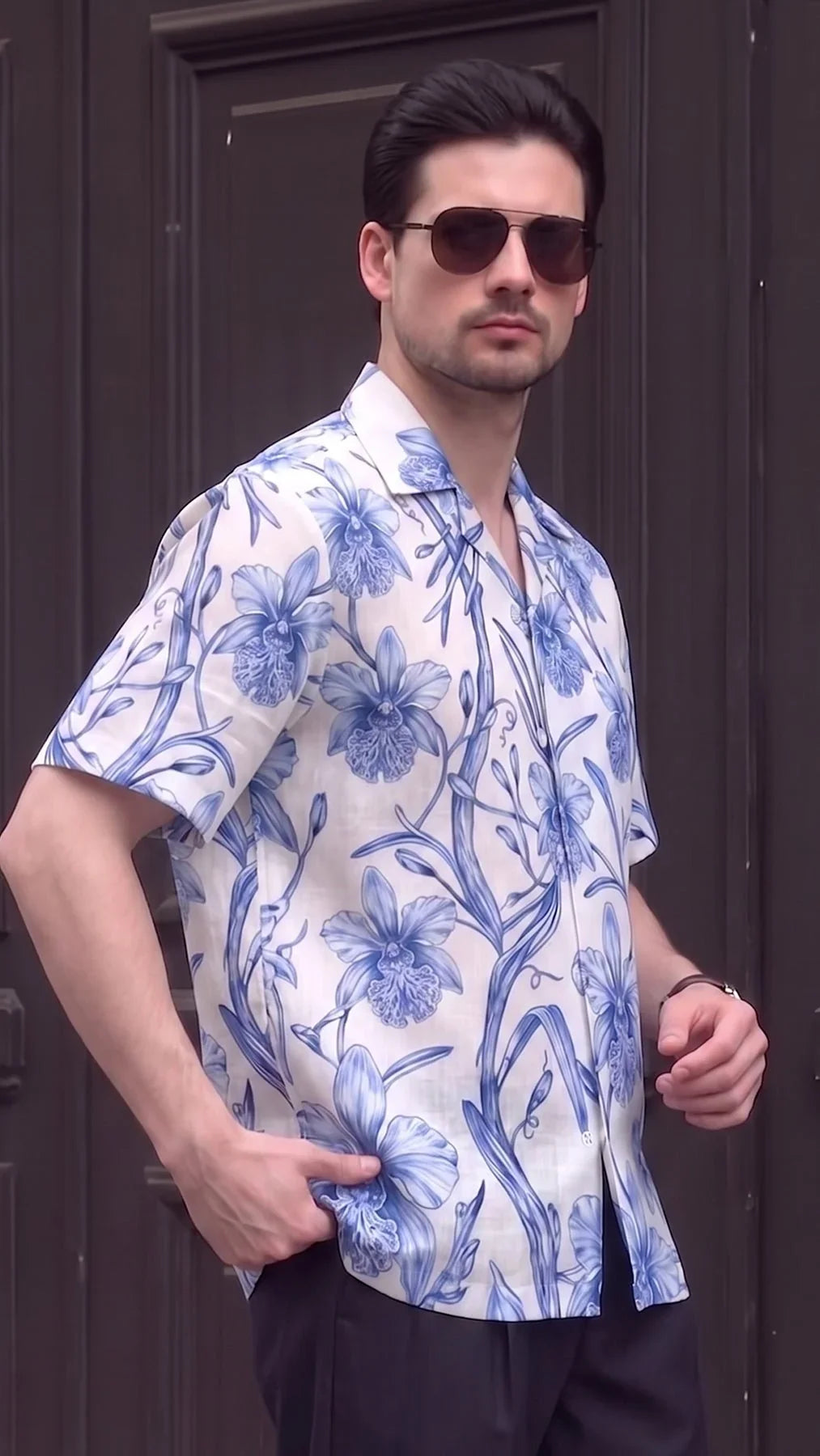 KANZI COLLECTION | Blue Orchid Print Shirt
