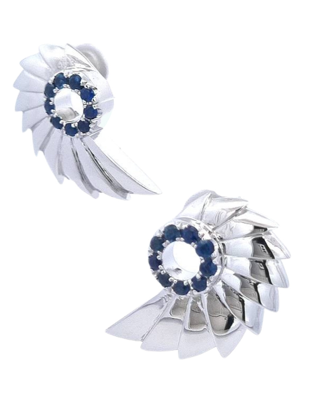CREATIVE JEWELLERY STUDIO | Blue Sapphire "Music of the Sea" Rhodium Plated Silver Earrings by Glow ByM