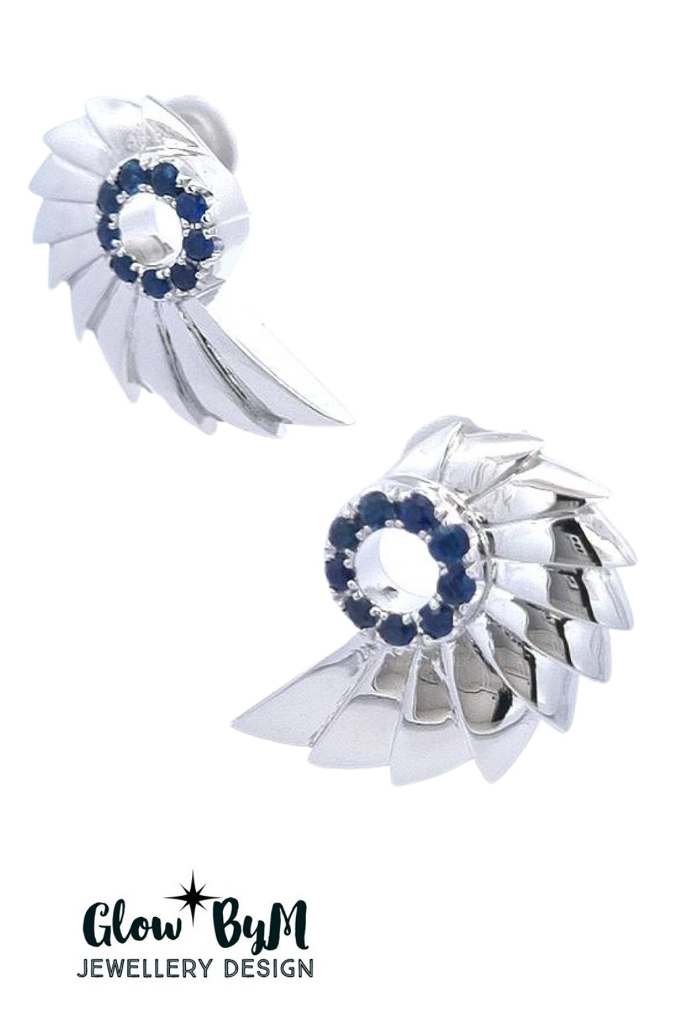 CREATIVE JEWELLERY STUDIO | Blue Sapphire "Music of the Sea" Rhodium Plated Silver Earrings by Glow ByM