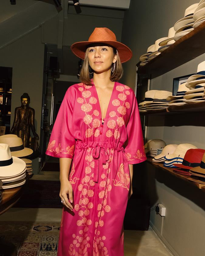 BINARY STYLE | Madame Wong Dress - Heron Island Fuschia - Long