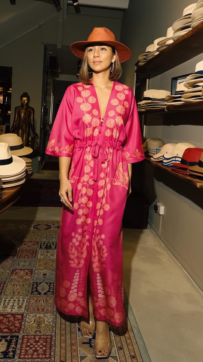 BINARY STYLE | Madame Wong Dress - Heron Island Fuschia - Long