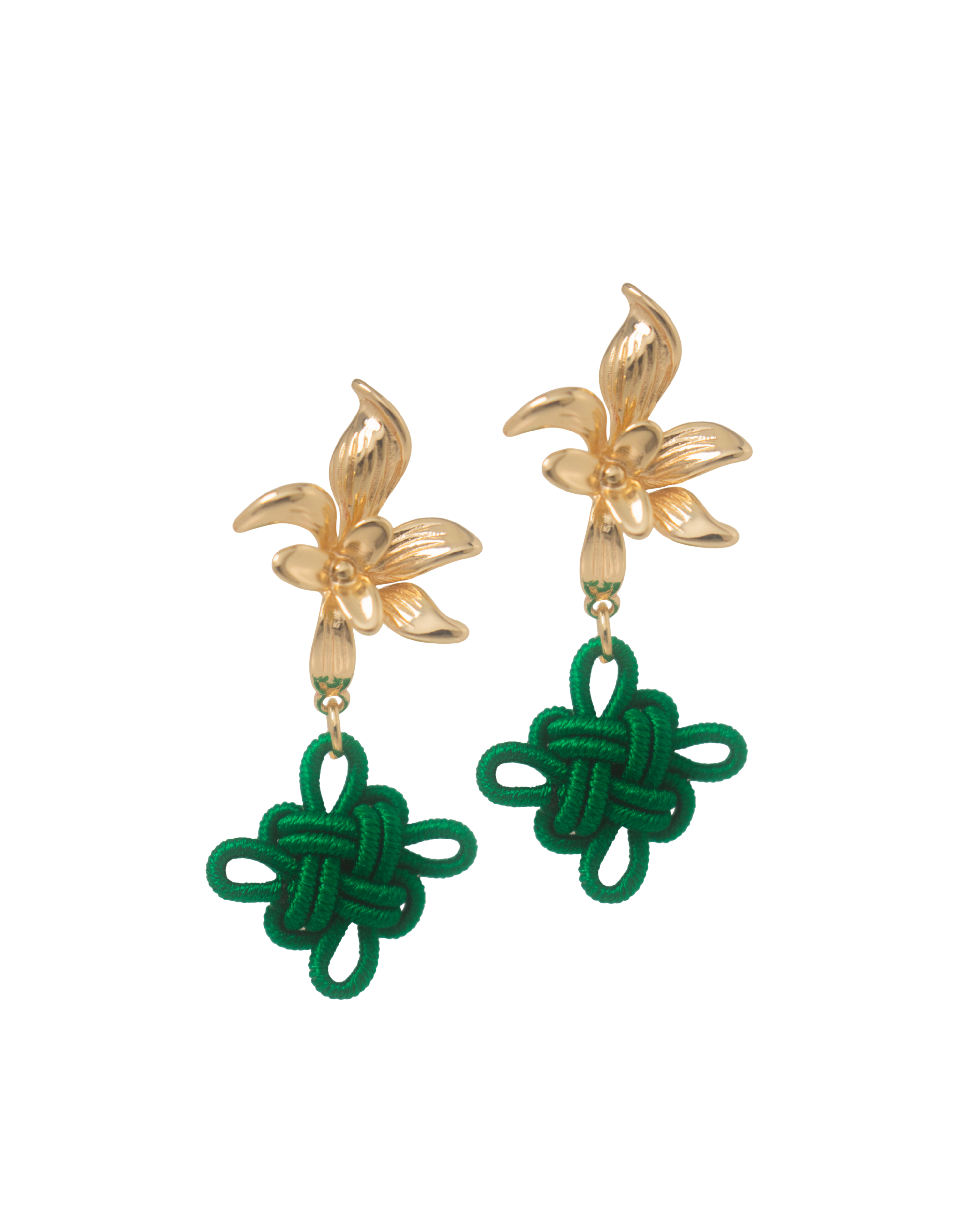 THE ANTECEDENT STORE | Orchid Auspicious Knots - Small Green Earrings