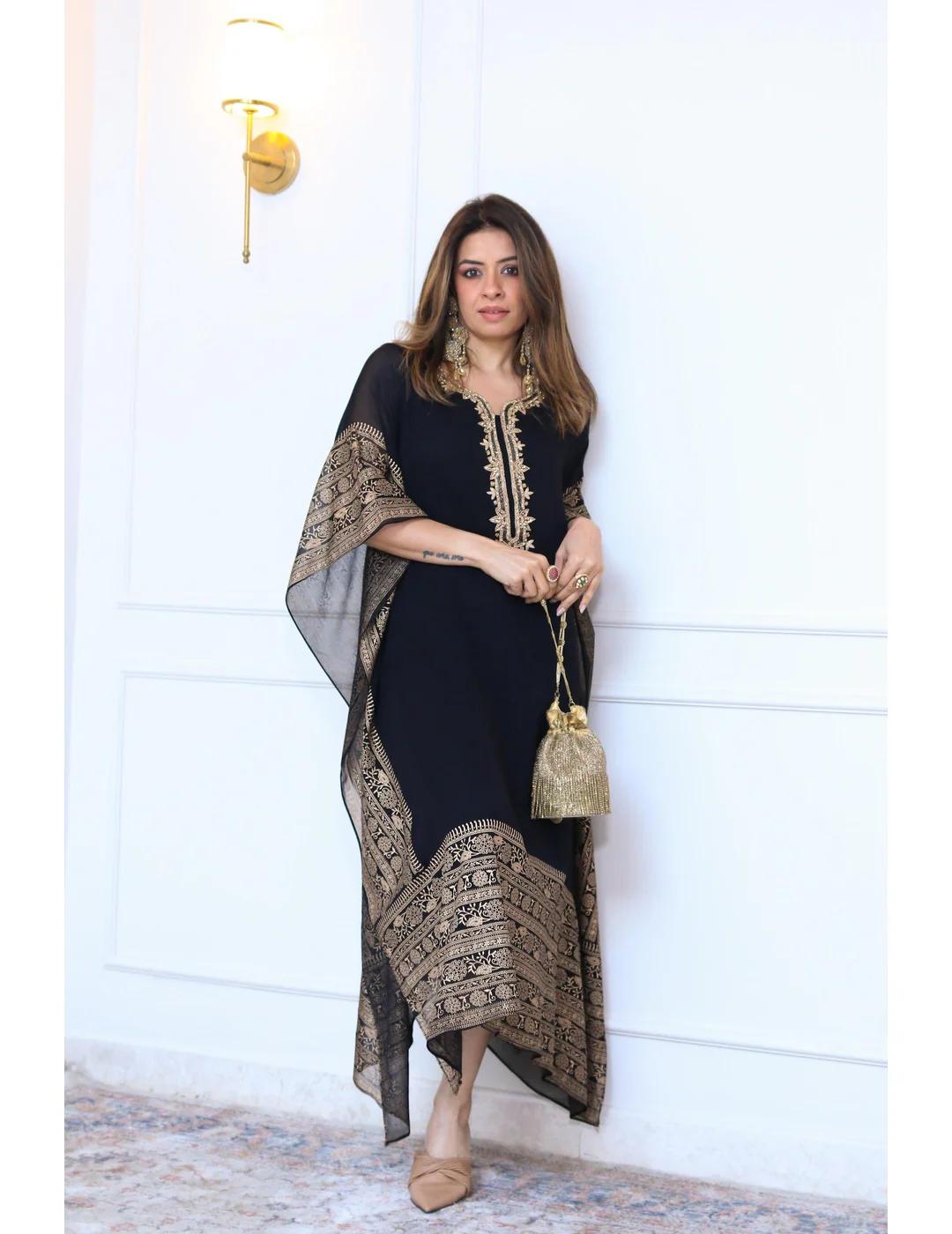 JINDER'S | Black Georgette Kaftan