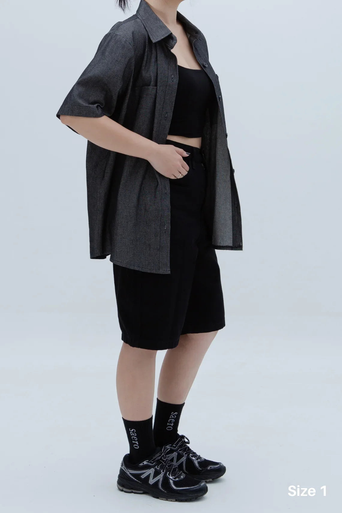 SAERO COLLECTIVE | Denim Short Sleeve Shirt | Black