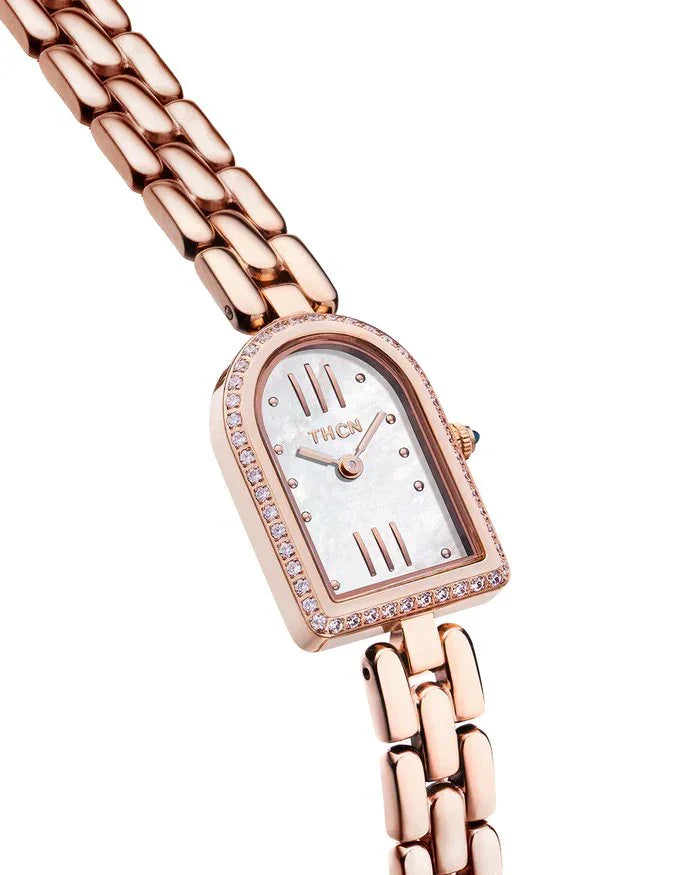 BLACK BY BLUE BRAVE | THCN N· II White Mother-of-Pearl Rose Gold Bracelet Watch
