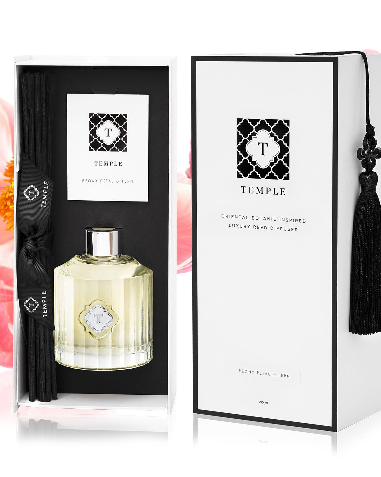TEMPLE CANDLES | Luxury Reed Diffuser - Peony Petal & Fern