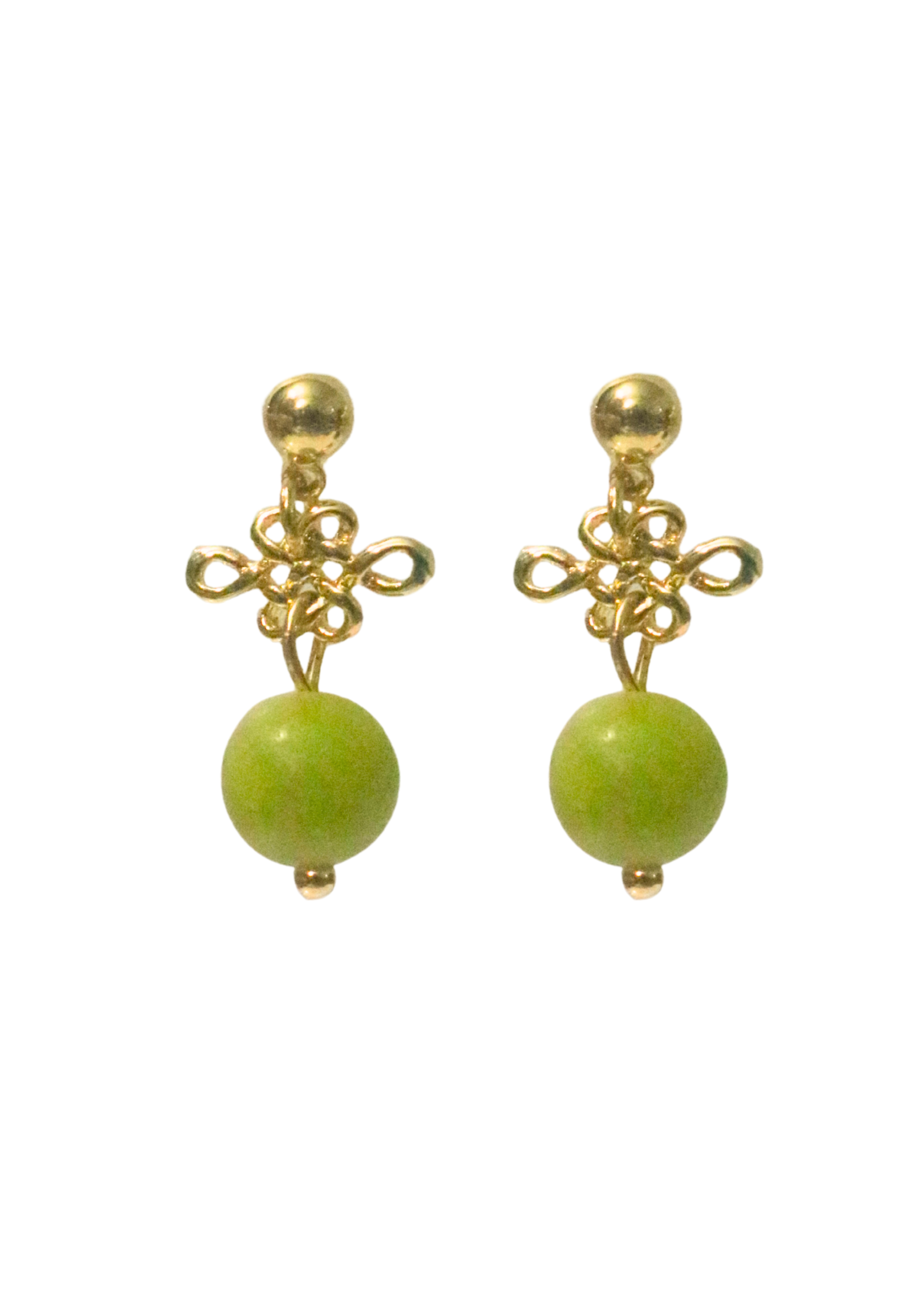 THE ANTECEDENT STORE | E - Rue Auspicious Knot Earrings - Green Peridot