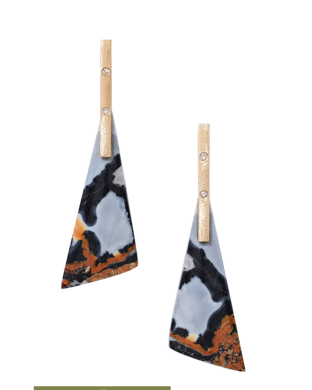 CREATIVE JEWELLERY STUDIO | 18k Gold Gold, Diamond & Picture Jasper "Talisman" Earrings by Arcaza Riezelina