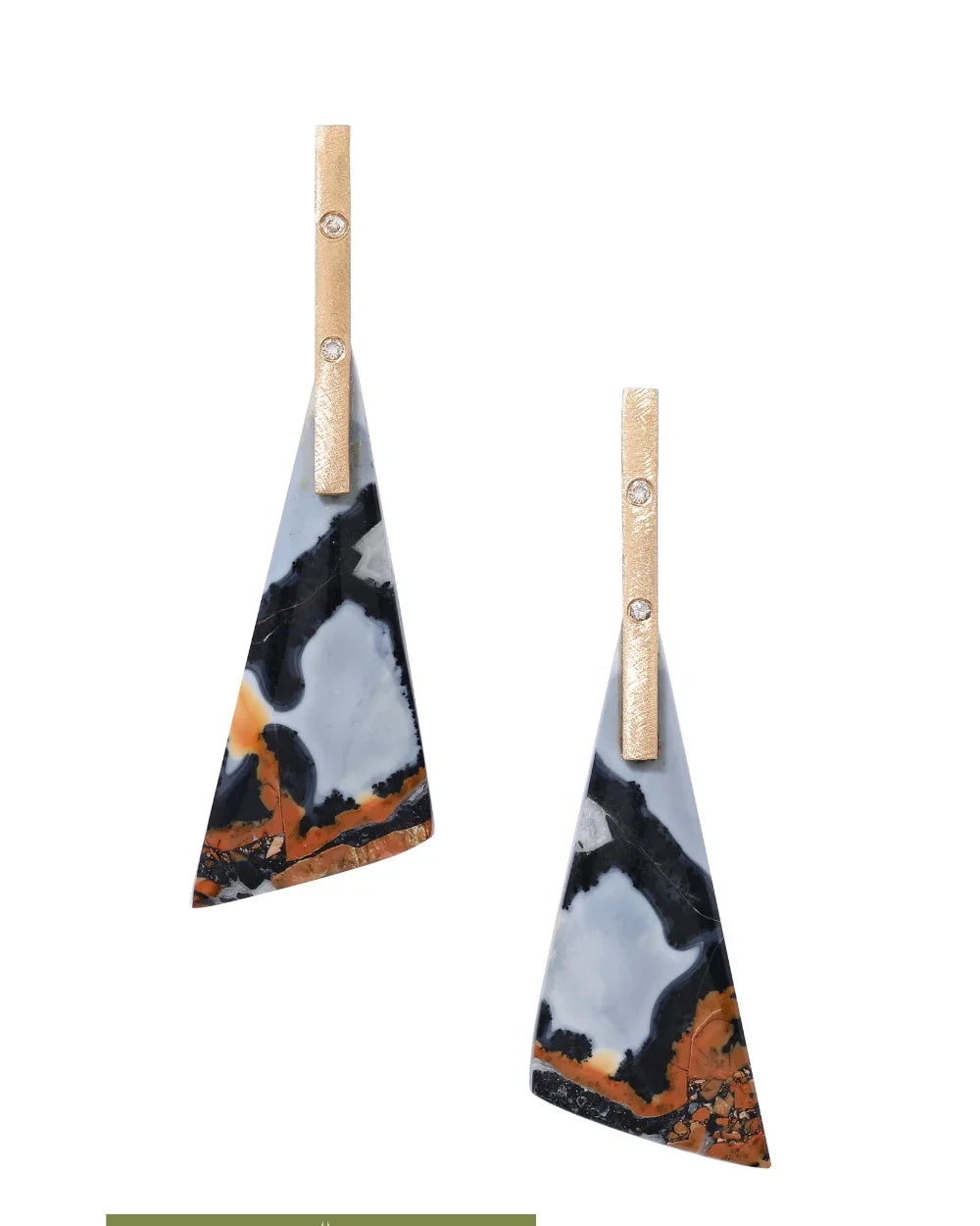 CREATIVE JEWELLERY STUDIO | 18k Gold Gold, Diamond & Picture Jasper "Talisman" Earrings by Arcaza Riezelina