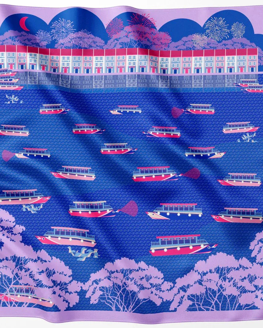 BINARY STYLE | Night At Singapore Quay 100% Premium Silk Scarf