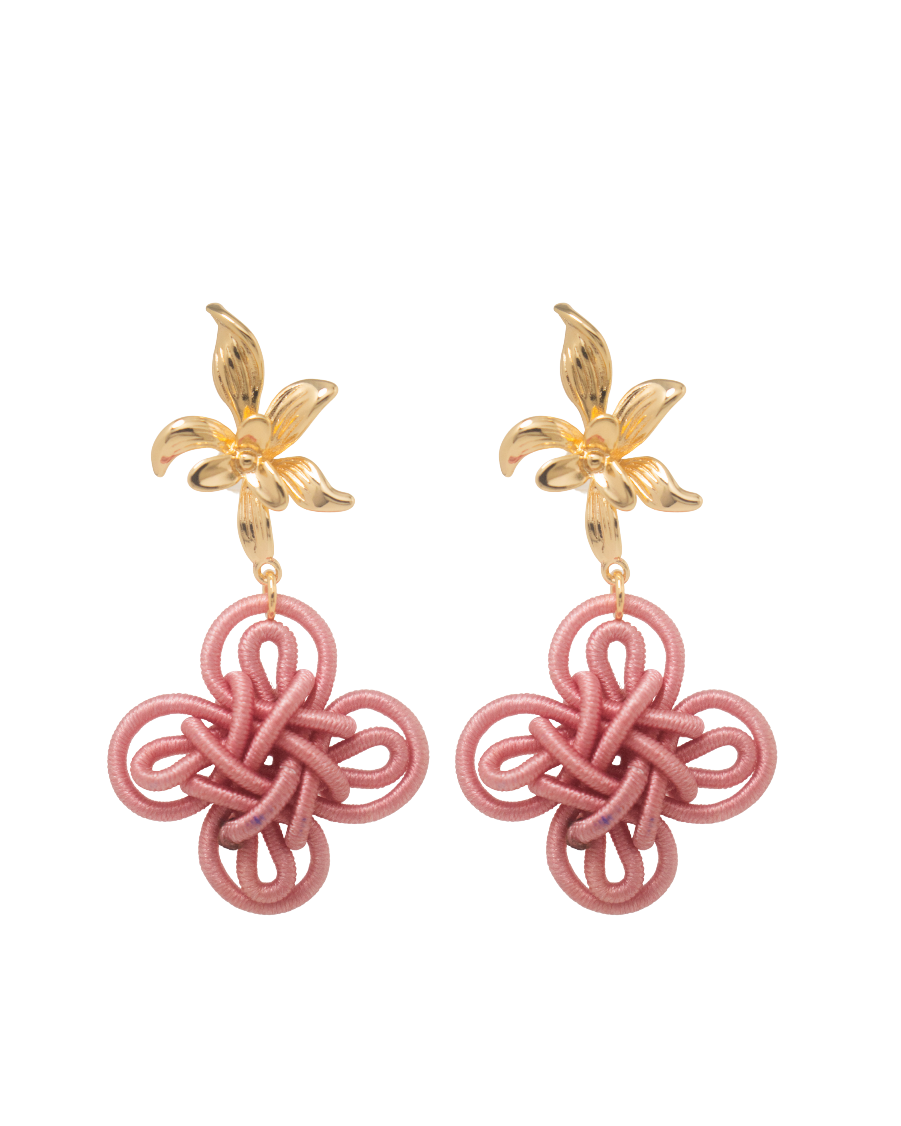 THE ANTECEDENT STORE | Orchid Auspicious Knots - Large Pink Earrings