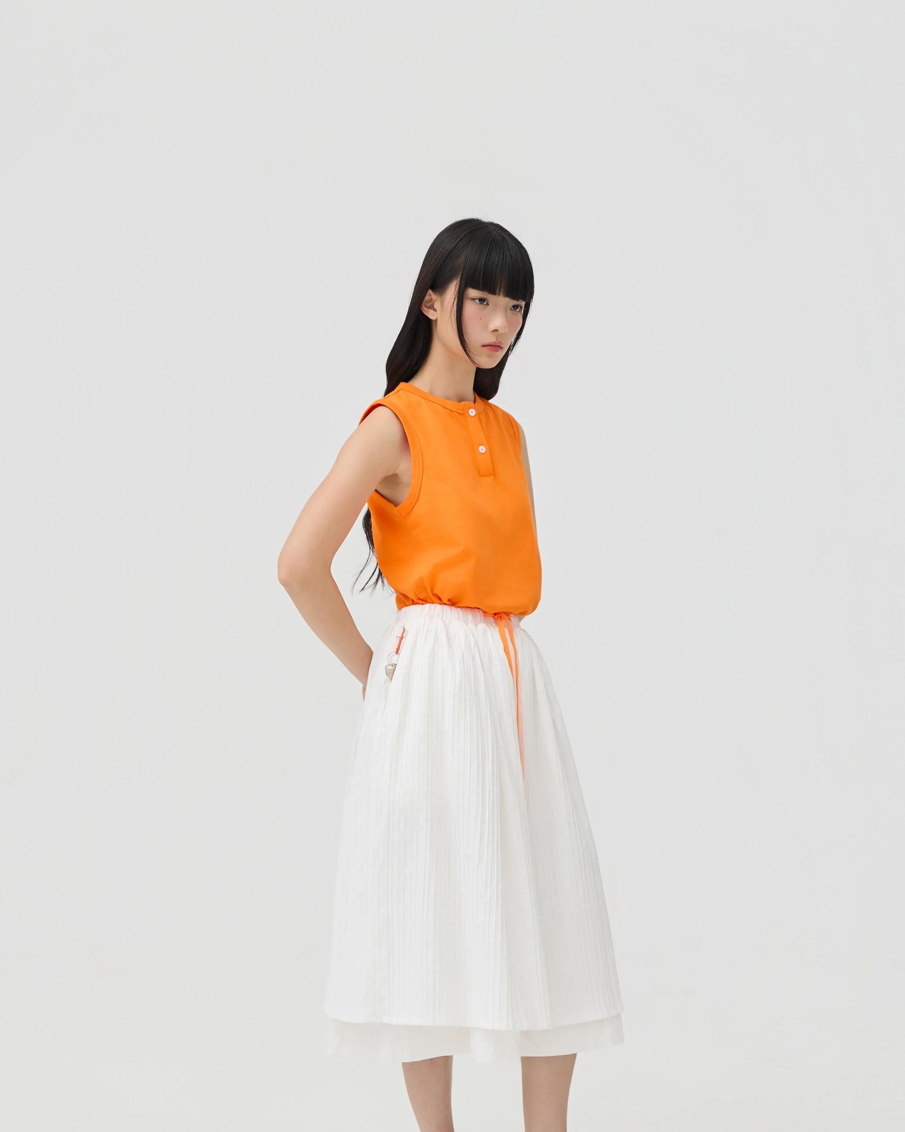 3EIGHTH | Futae Skirt In White Seersucker