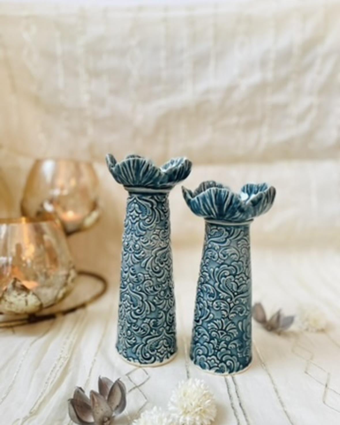 CERAMICS BY JAS | Handmade Ceramic Tall Candle Holders - Set of 2