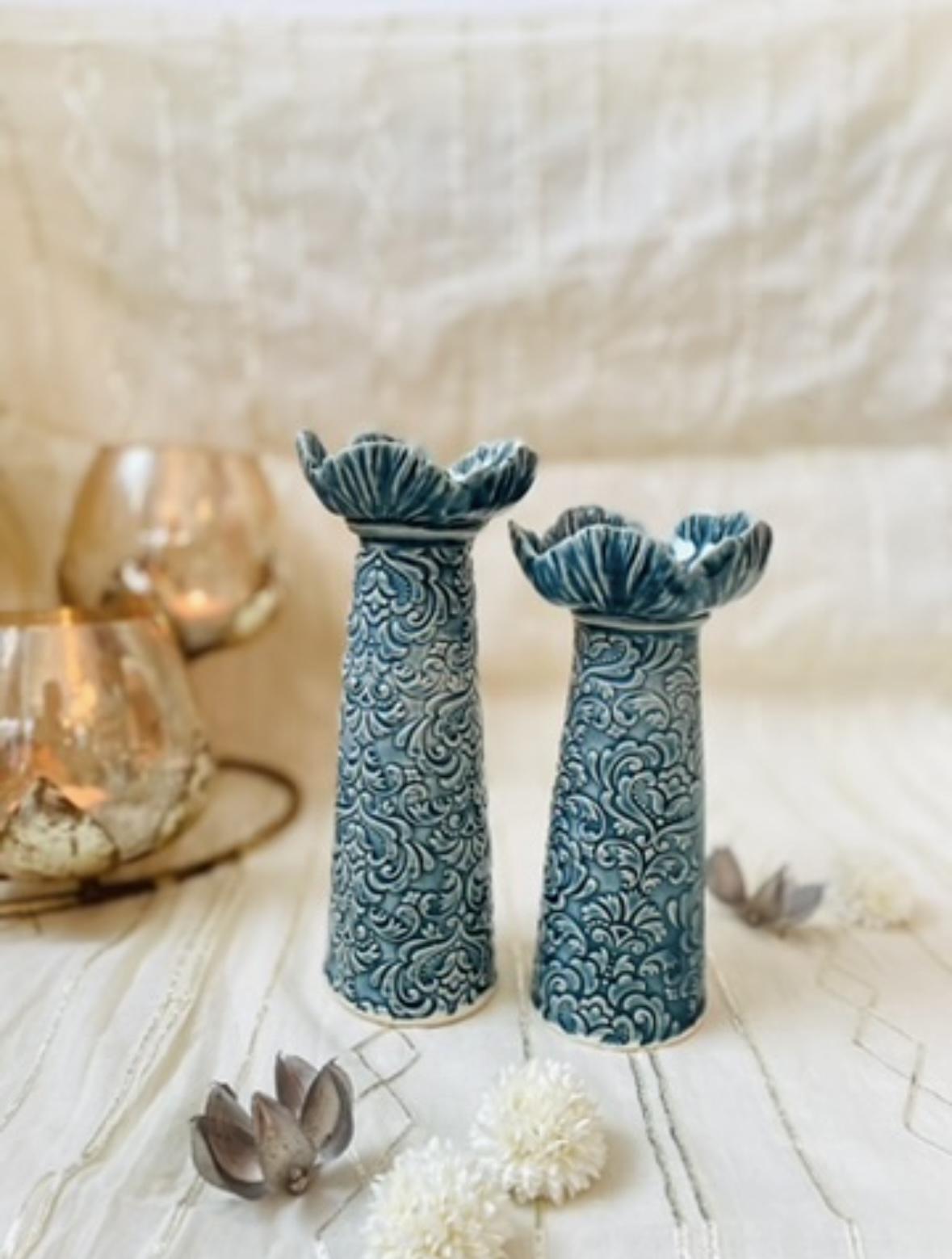 CERAMICS BY JAS | Handmade Ceramic Tall Candle Holders - Set of 2