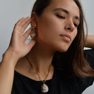 MARILYN TAN JEWELLERY | Natural Beige Desert Rose Clip and Post Gold Earrings