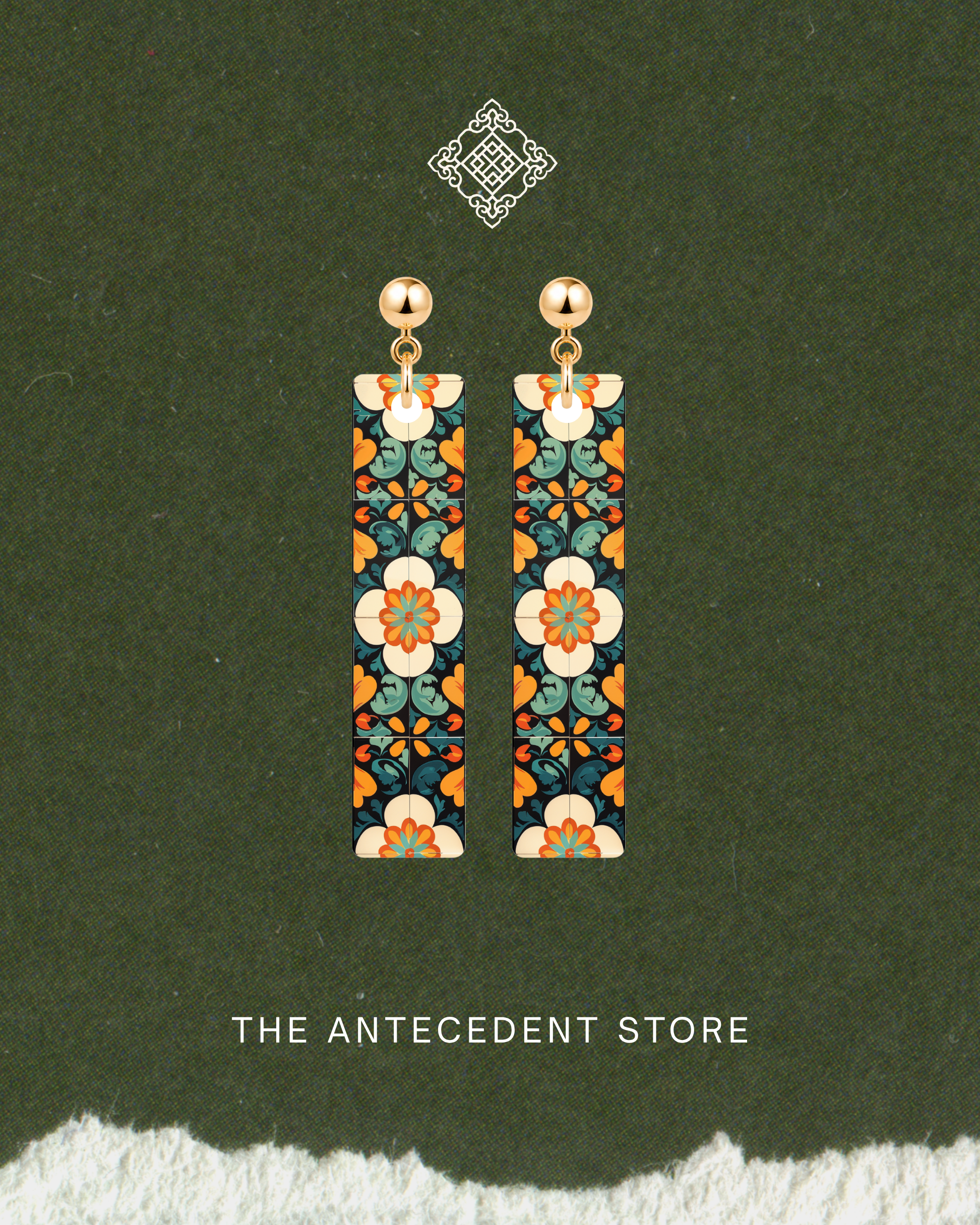 THE ANTECEDENT STORE | Auspicious Peranakan Tile Earrings