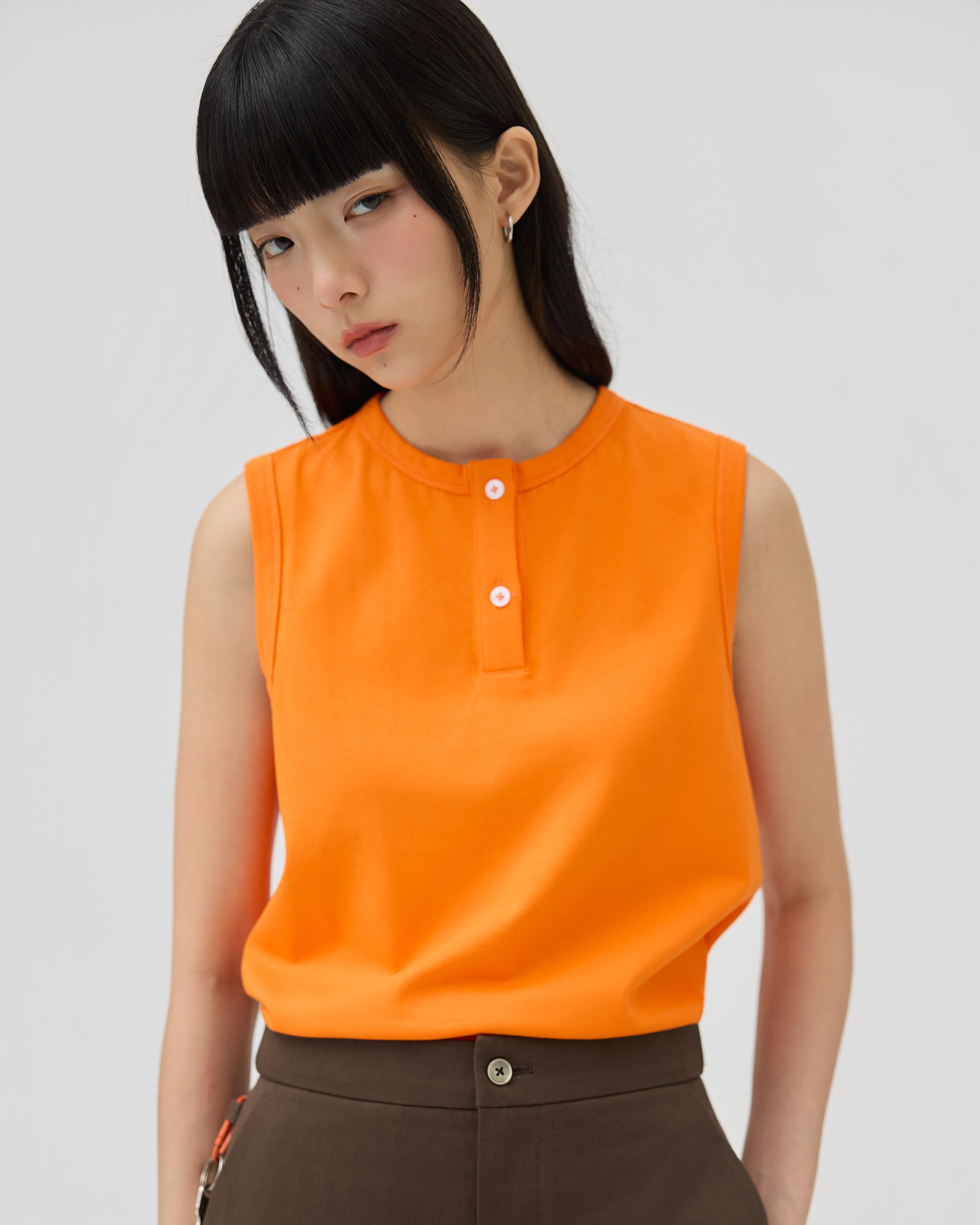 3EIGHTH | Musubi Henley Tank In Orange