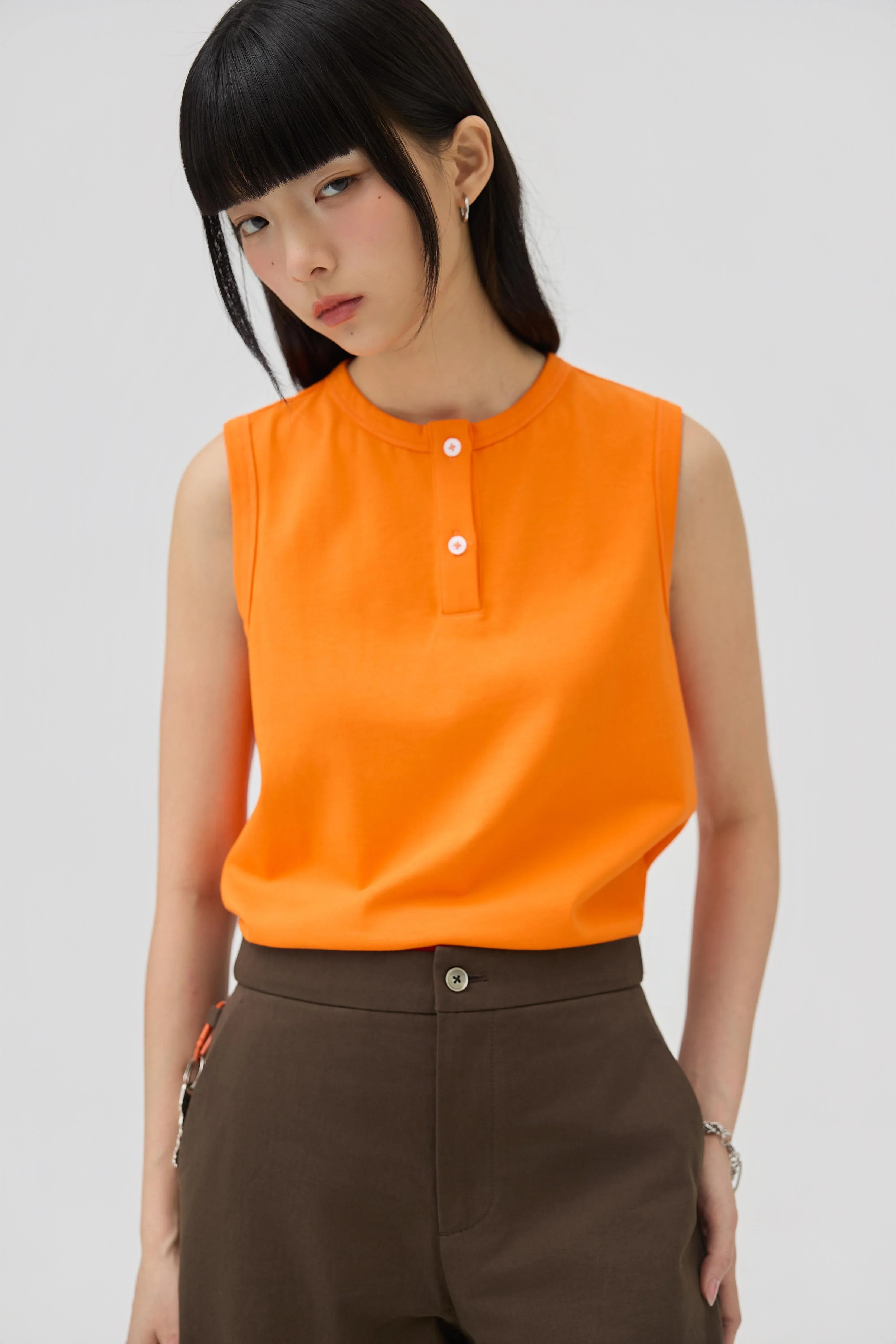3EIGHTH | Musubi Henley Tank In Orange