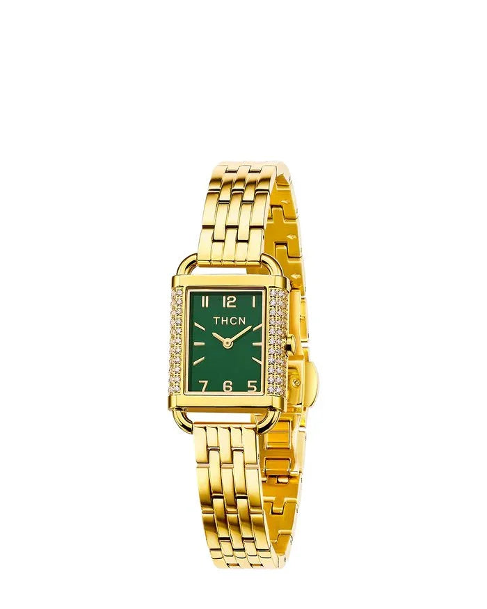 BLACK BY BLUE BRAVE | THCN H· I Eggshell Green Dial Gold Bracelet Watch