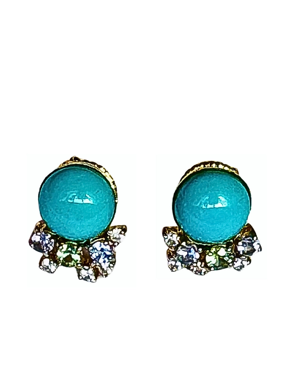 CREATIVE JEWELLERY STUDIO | Turquoise, Green Sapphire, Tanzanite & White Zircon, Gold Plated Silver Earrings by Blissadora