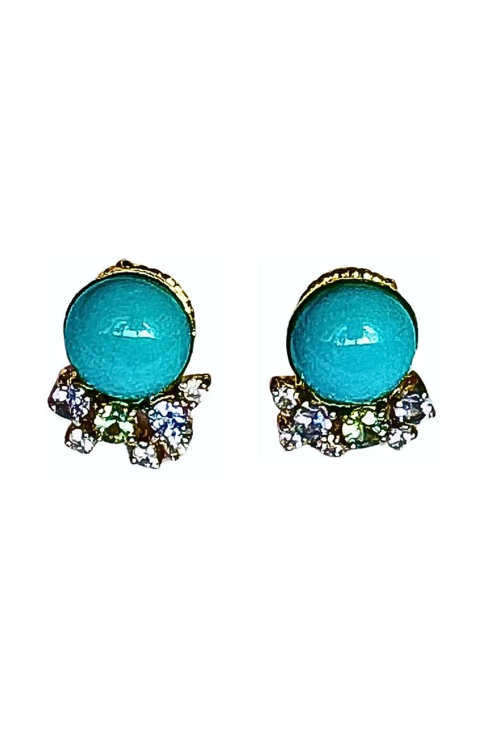 CREATIVE JEWELLERY STUDIO | Turquoise, Green Sapphire, Tanzanite & White Zircon, Gold Plated Silver Earrings by Blissadora