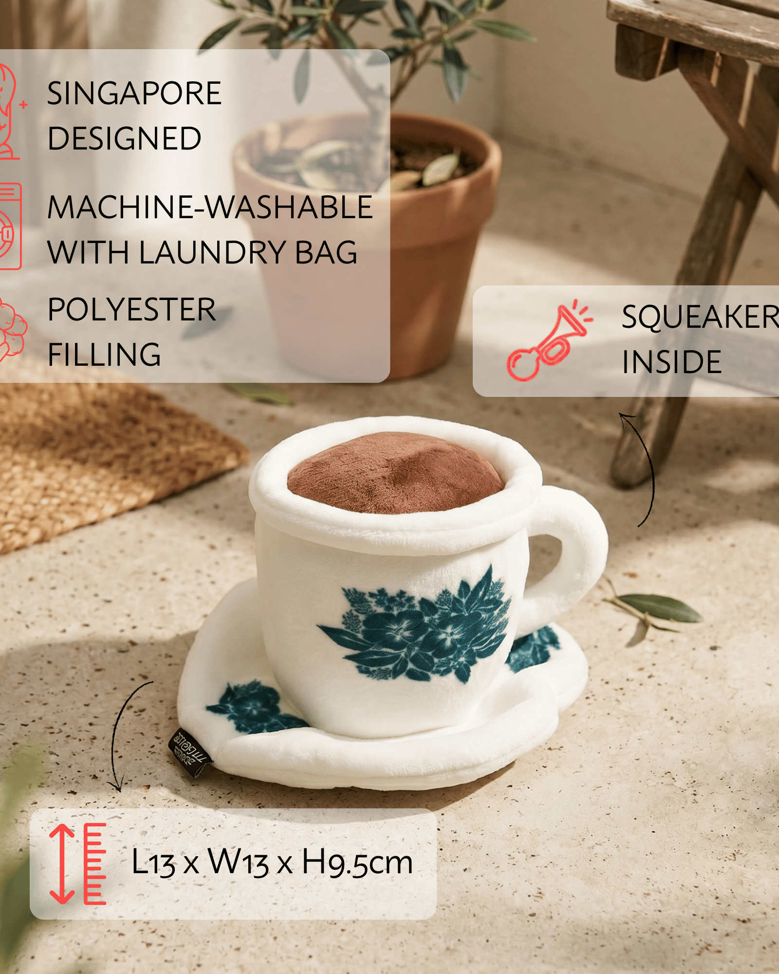 NOM | Waggle Kopi Cup Squeakie Chew Toy