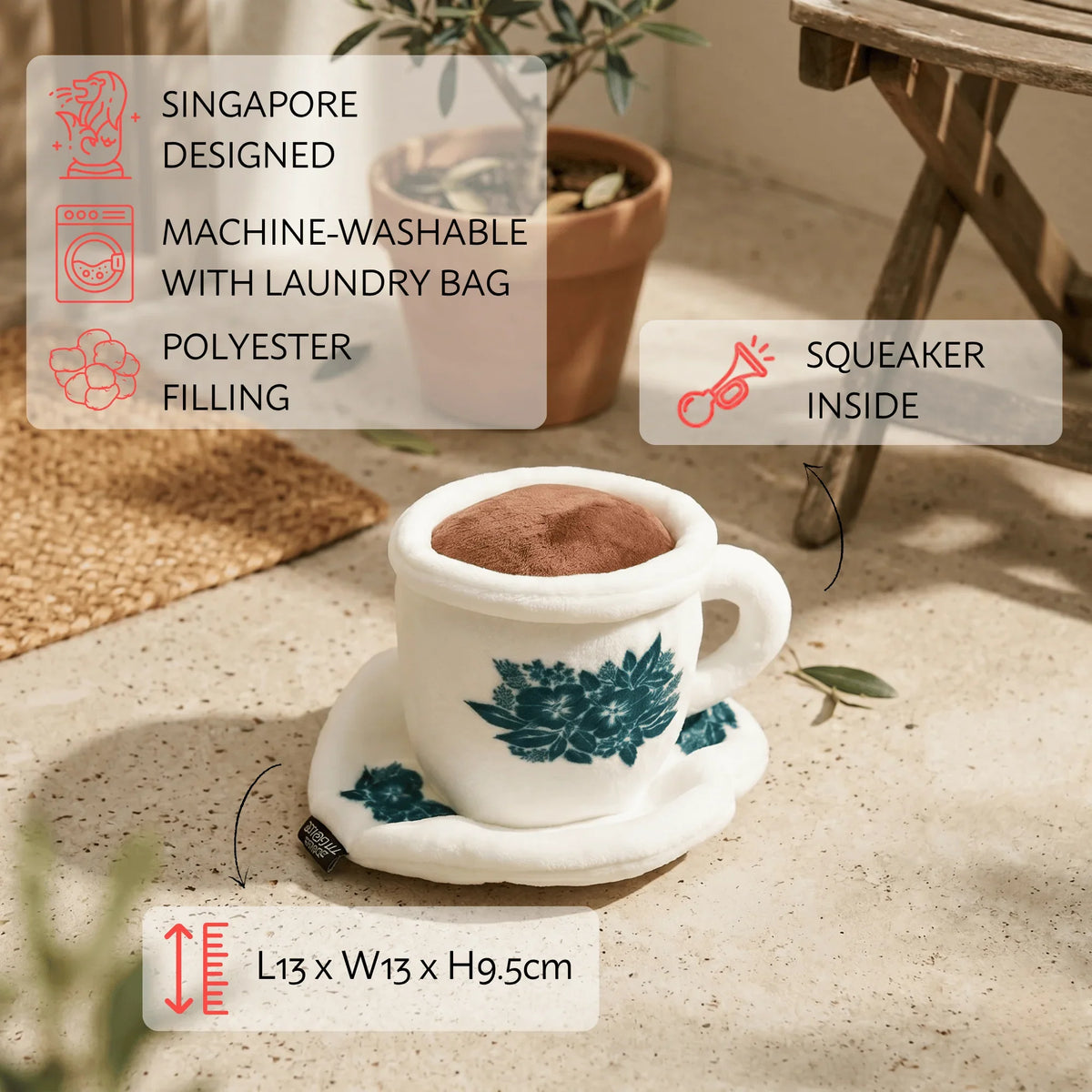 NOM | Waggle Kopi Cup Squeakie Chew Toy