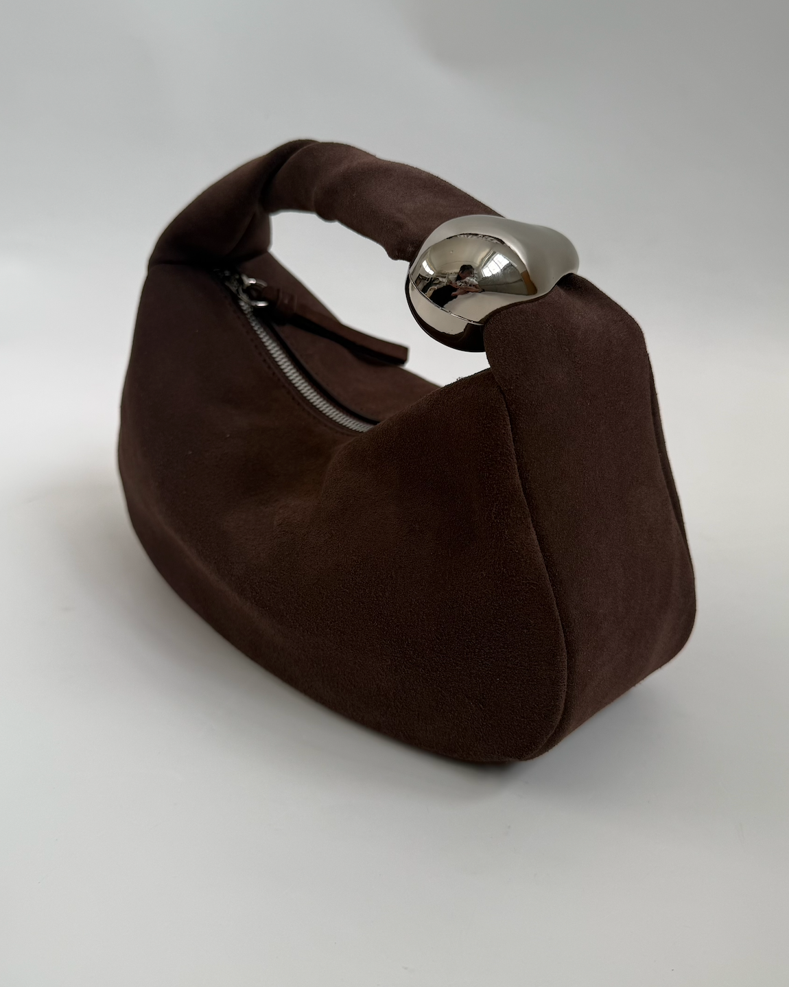 WU HAUS | Orbit Lightweight Suede Coffee Sculptural Bag