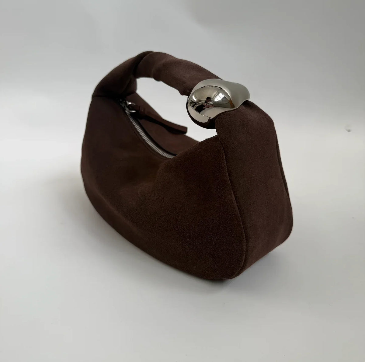 WU HAUS | Orbit Lightweight Suede Coffee Sculptural Bag