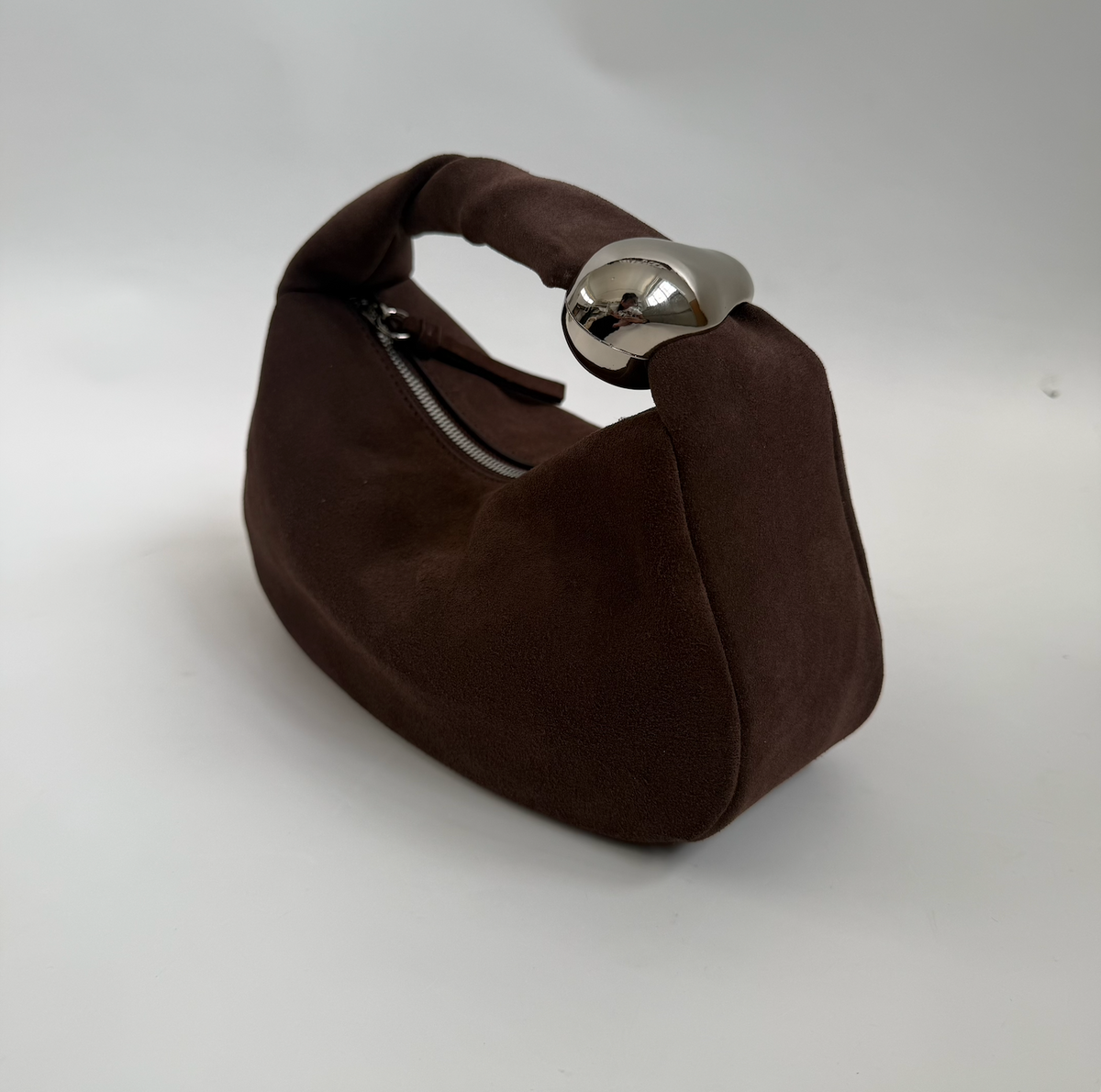 WU HAUS | Orbit Lightweight Suede Coffee Sculptural Bag
